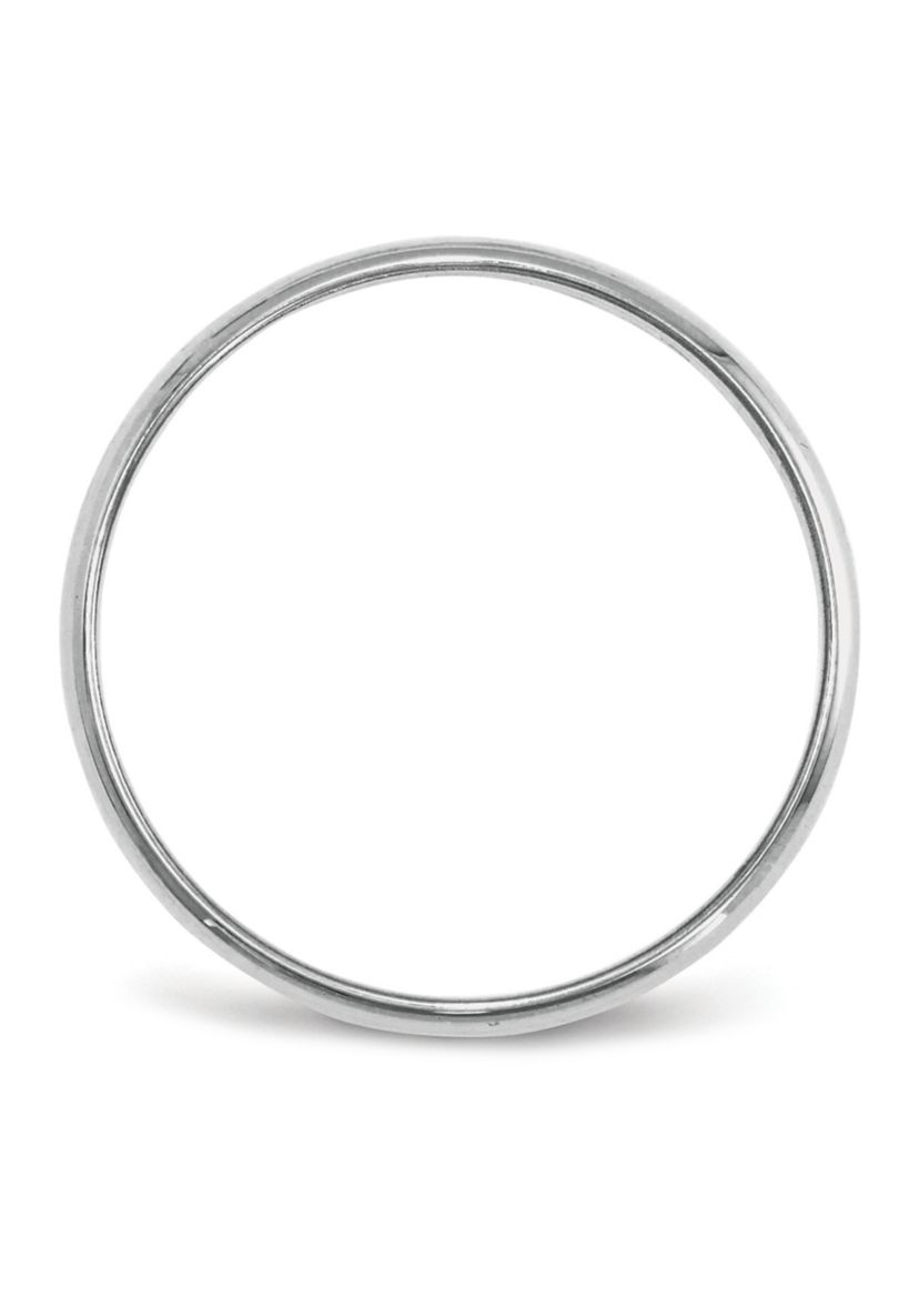 Womens 14K White Gold 3 Millimeter Lightweight Half Round Band 