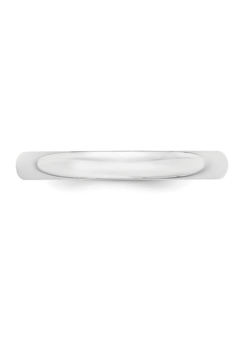 Womens 14K White Gold 3 Millimeter Lightweight Half Round Band 