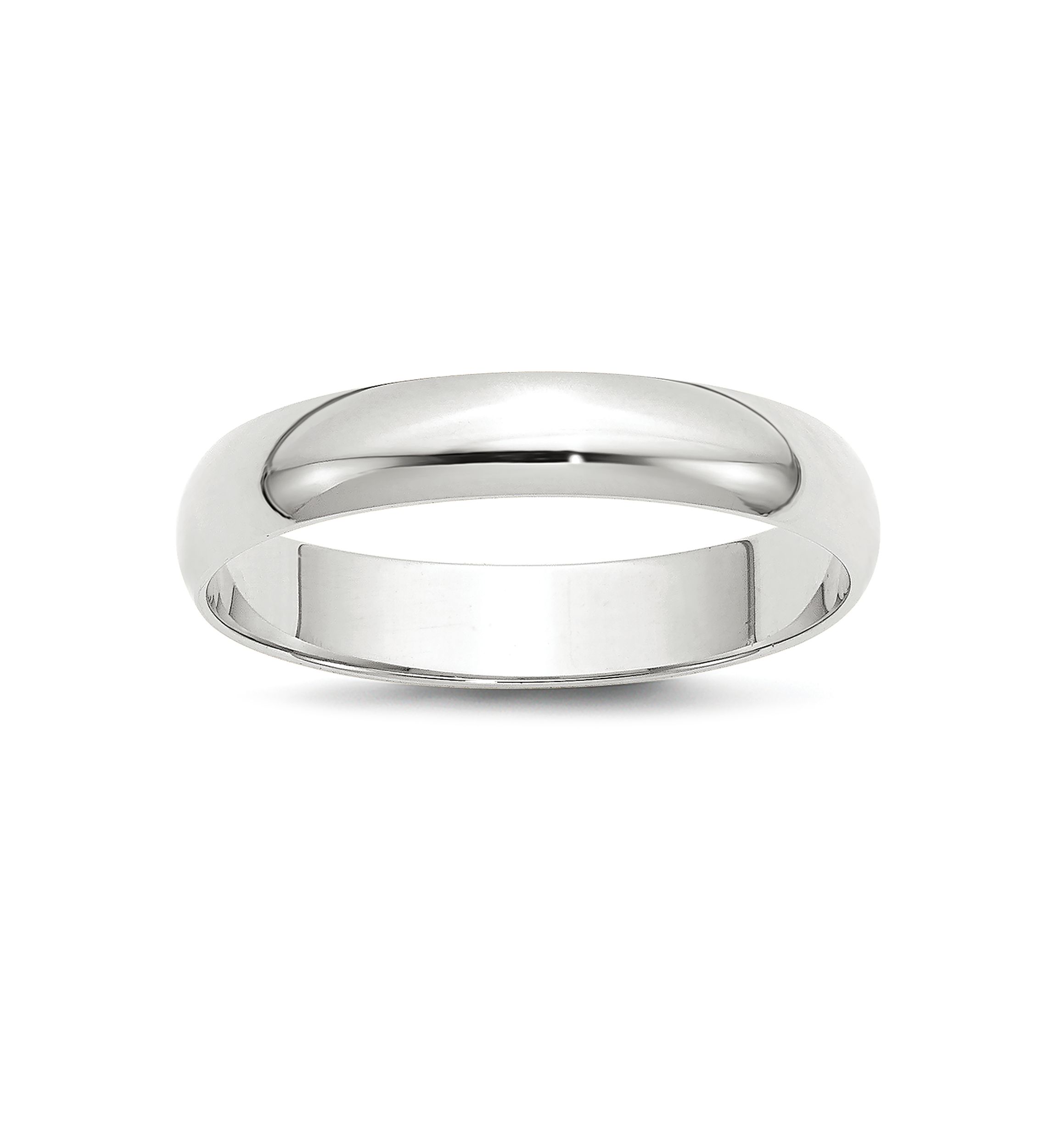 Womens 14K White Gold 4 Millimeter Lightweight Half Round Band 