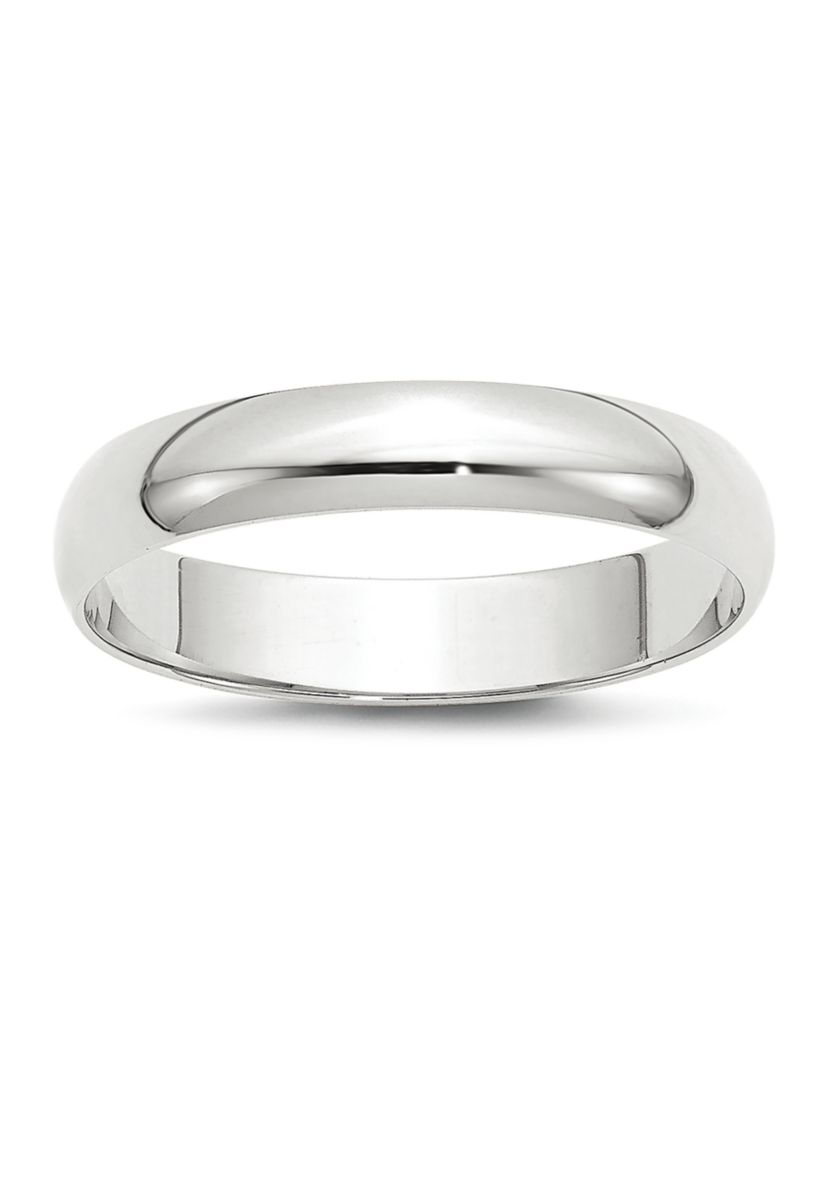 Womens 14K White Gold 4 Millimeter Lightweight Half Round Band 