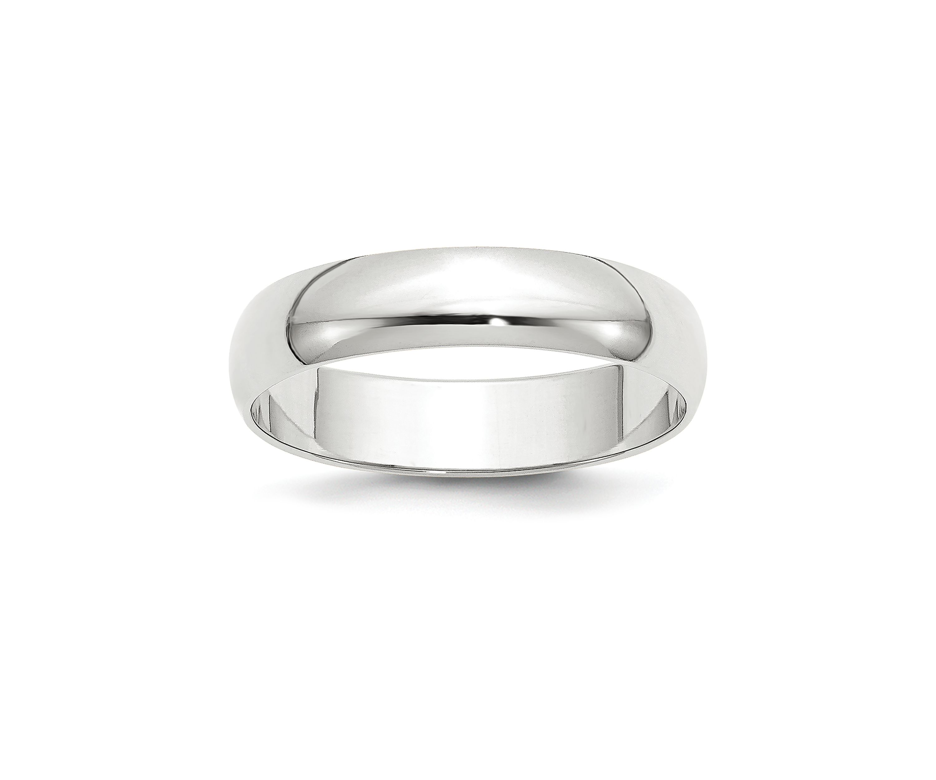 Womens 14K White Gold 5 Millimeter Lightweight Half Round Band 