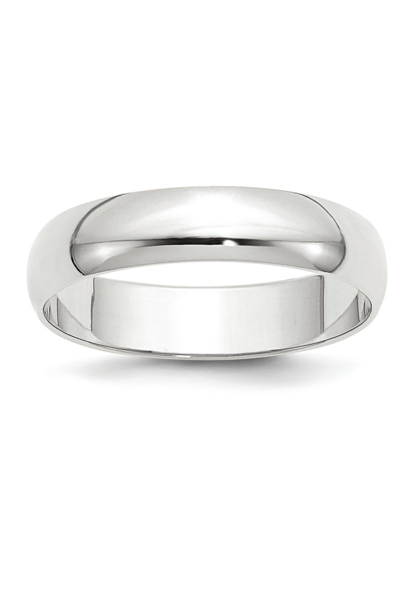 Womens 14K White Gold 5 Millimeter Lightweight Half Round Band 