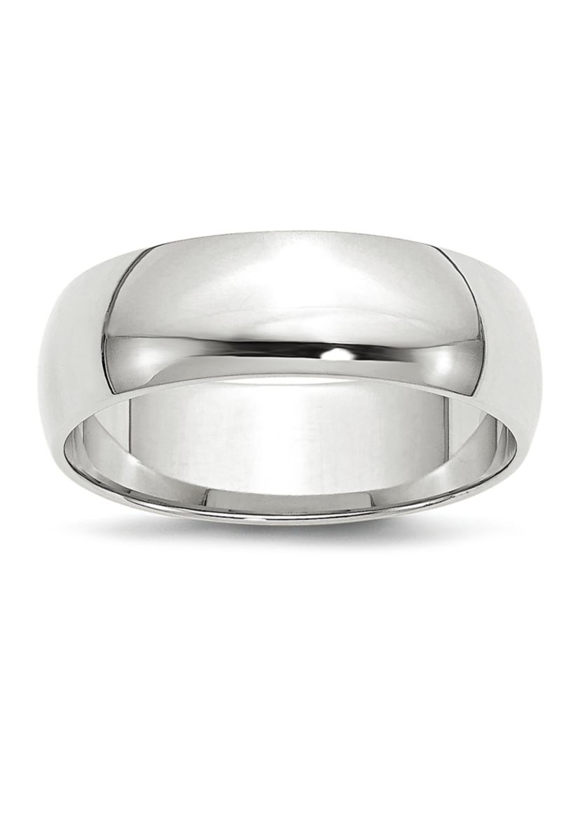 Womens 14K White Gold 6 Millimeter Lightweight Half Round Band 