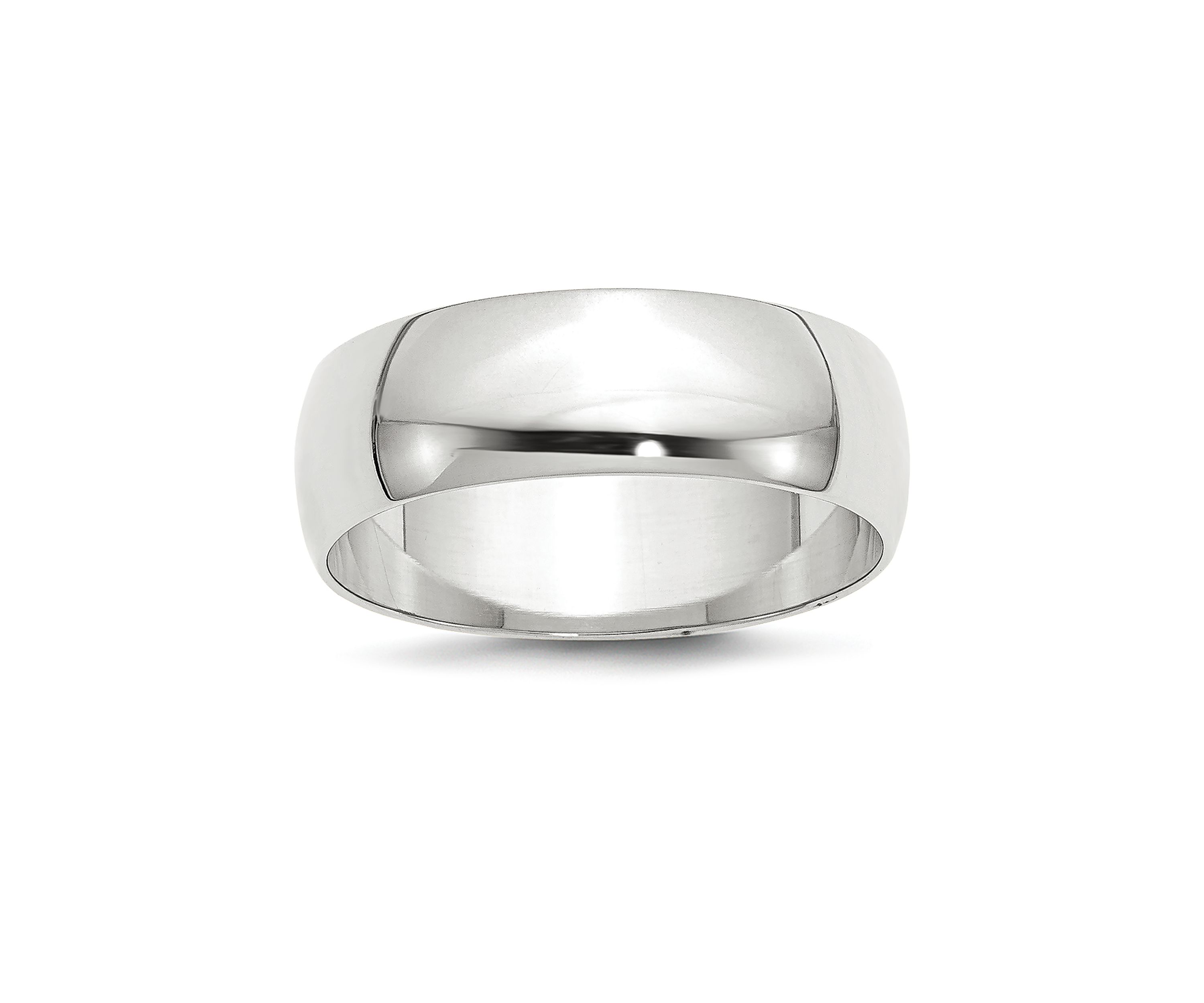 Womens 14K White Gold 7 Millimeter Lightweight Half Round Band 