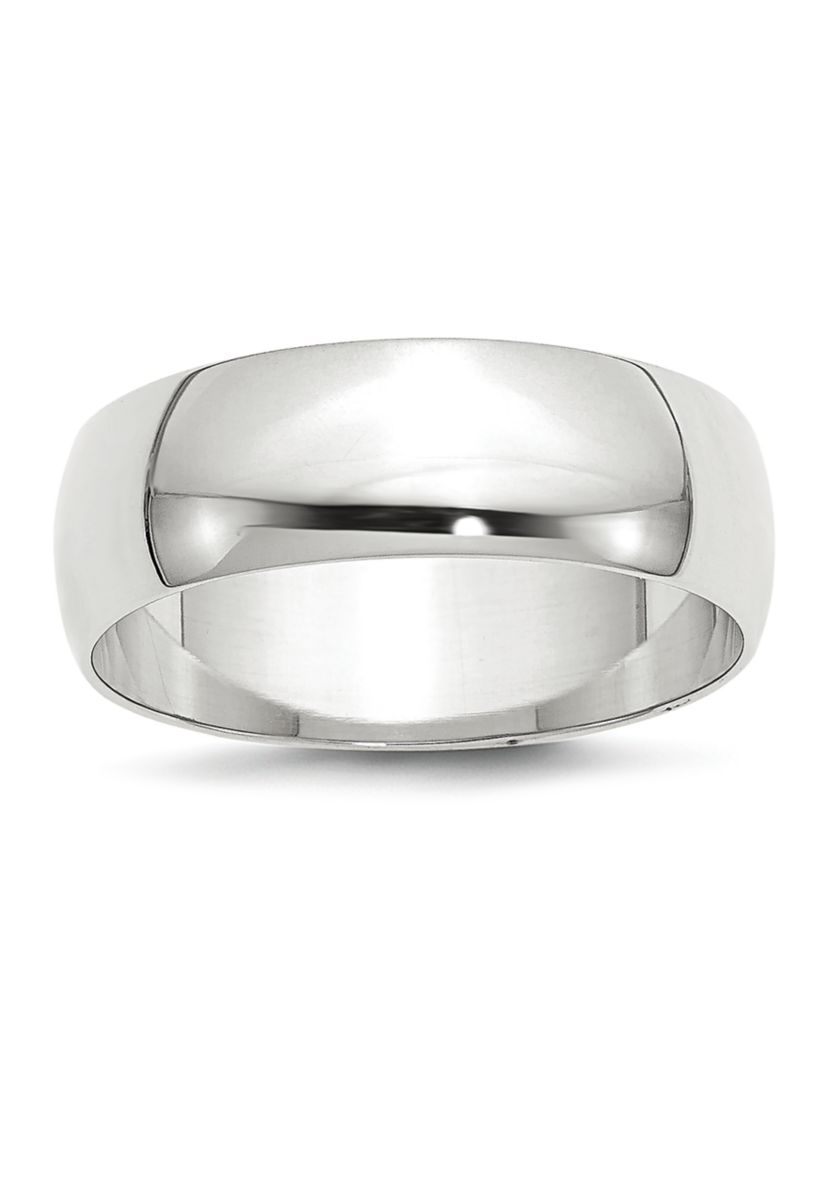 Womens 14K White Gold 7 Millimeter Lightweight Half Round Band 