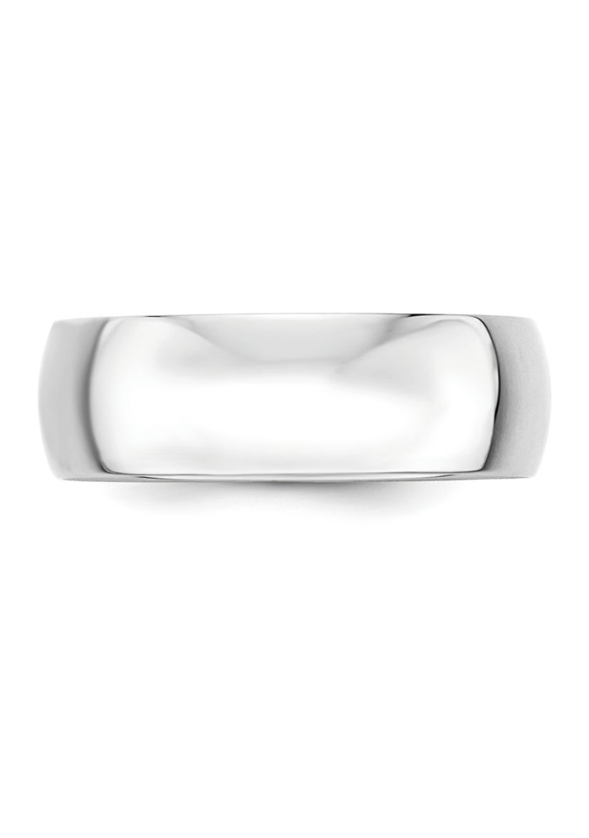 Womens 14K White Gold 7 Millimeter Lightweight Half Round Band 
