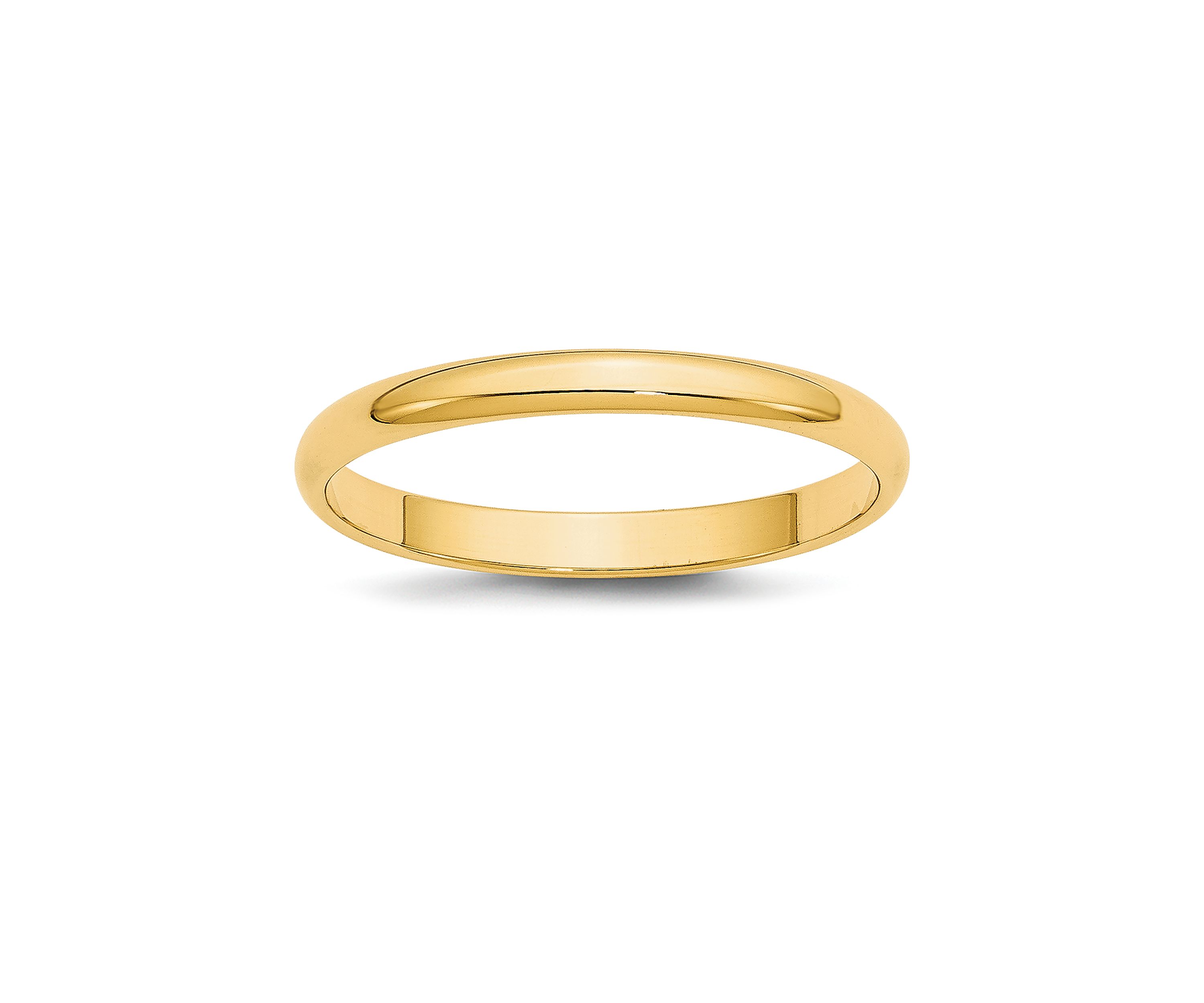 Mens 14K Yellow Gold 2.5 Millimeter Lightweight Half Round Band 