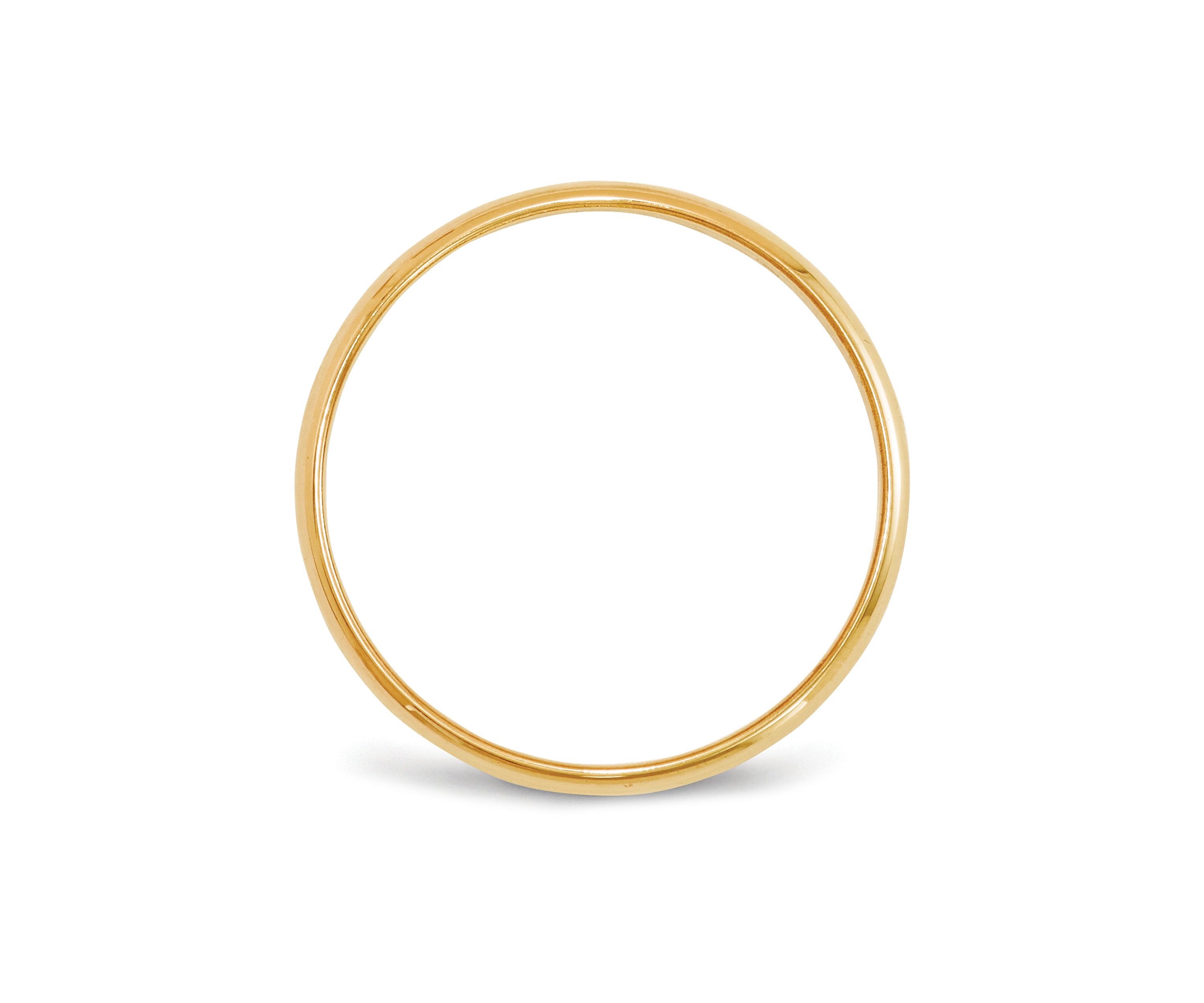 Mens 14K Yellow Gold 2.5 Millimeter Lightweight Half Round Band 