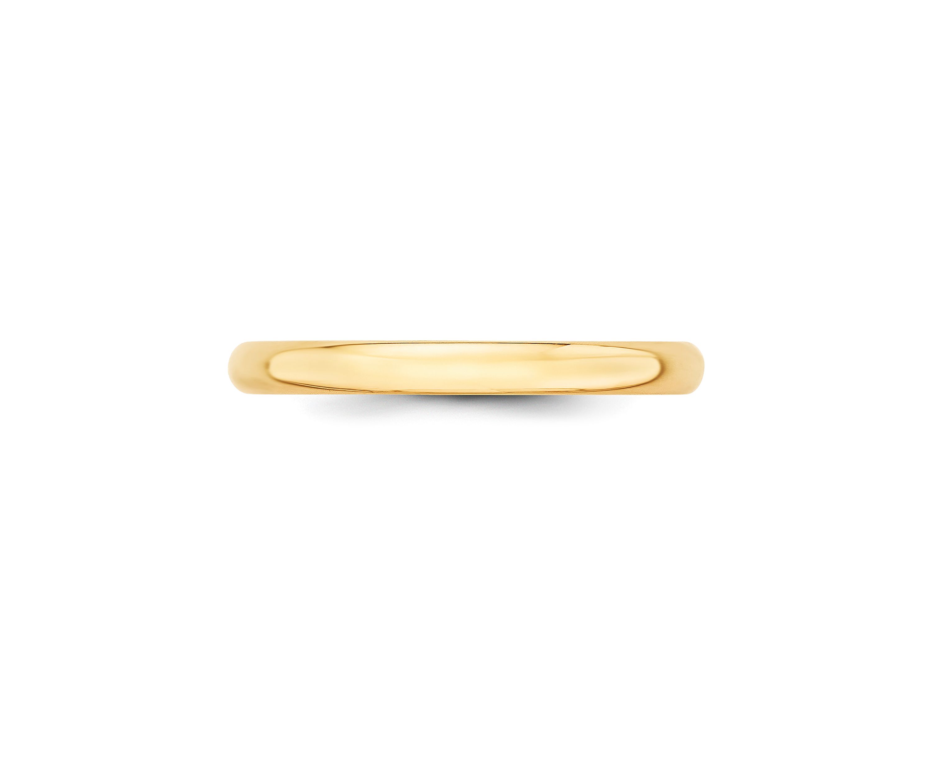 Mens 14K Yellow Gold 2.5 Millimeter Lightweight Half Round Band 