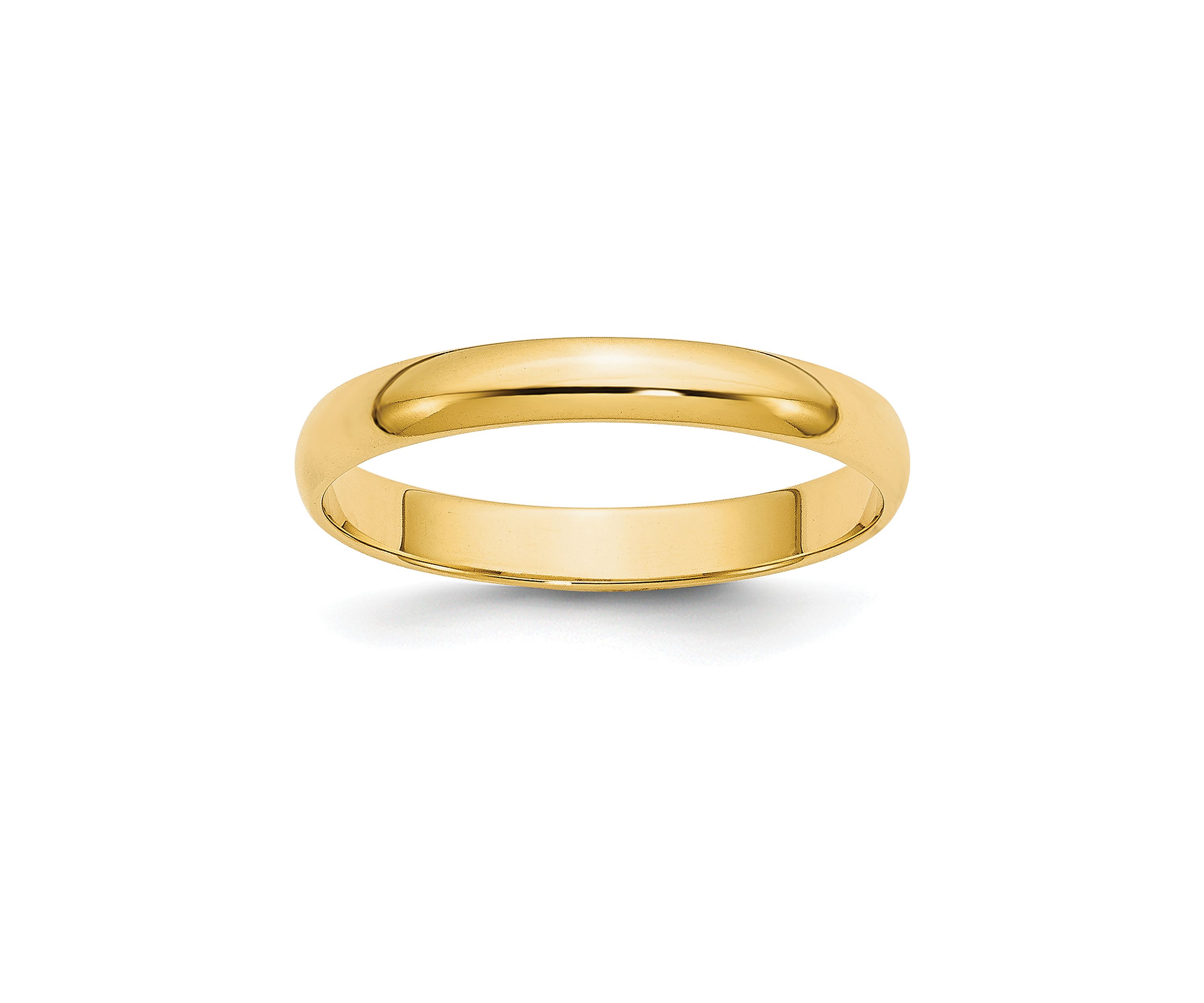 Mens 14K Yellow Gold 3 Millimeter Lightweight Half Round Band 