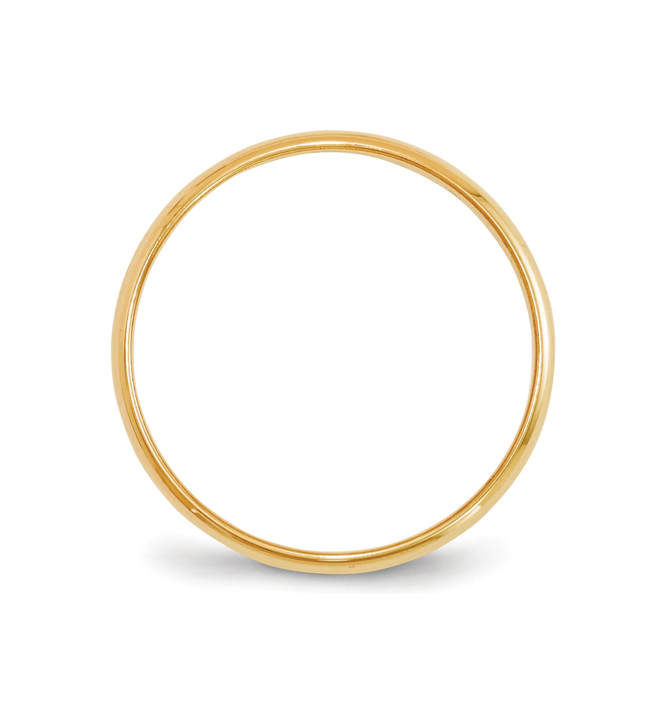 Mens 14K Yellow Gold 3 Millimeter Lightweight Half Round Band 