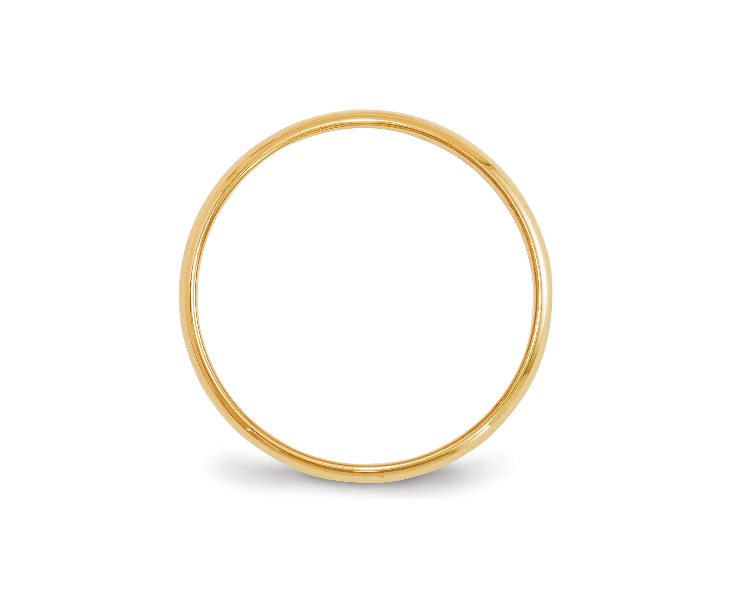 Mens 14K Yellow Gold 3 Millimeter Lightweight Half Round Band 