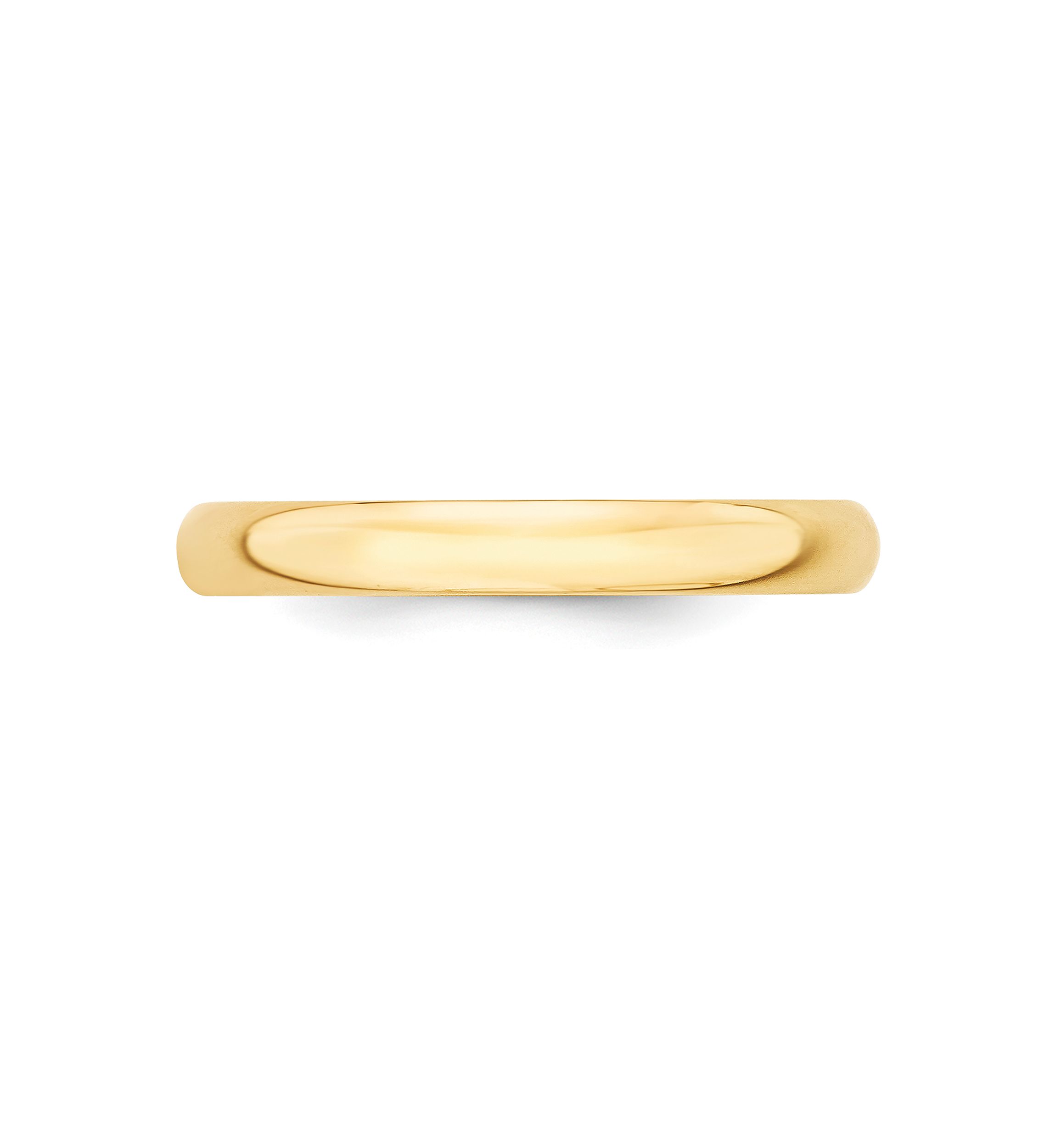 Mens 14K Yellow Gold 3 Millimeter Lightweight Half Round Band 