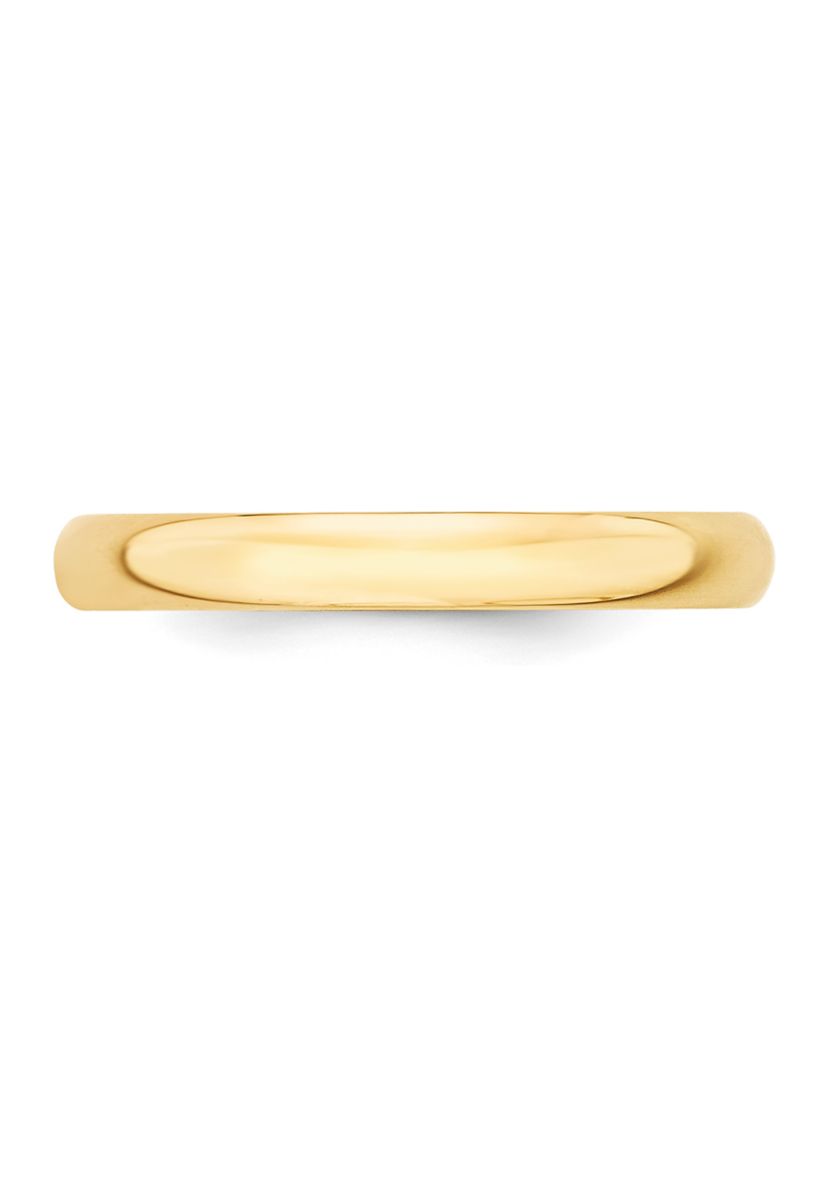 Mens 14K Yellow Gold 3 Millimeter Lightweight Half Round Band 