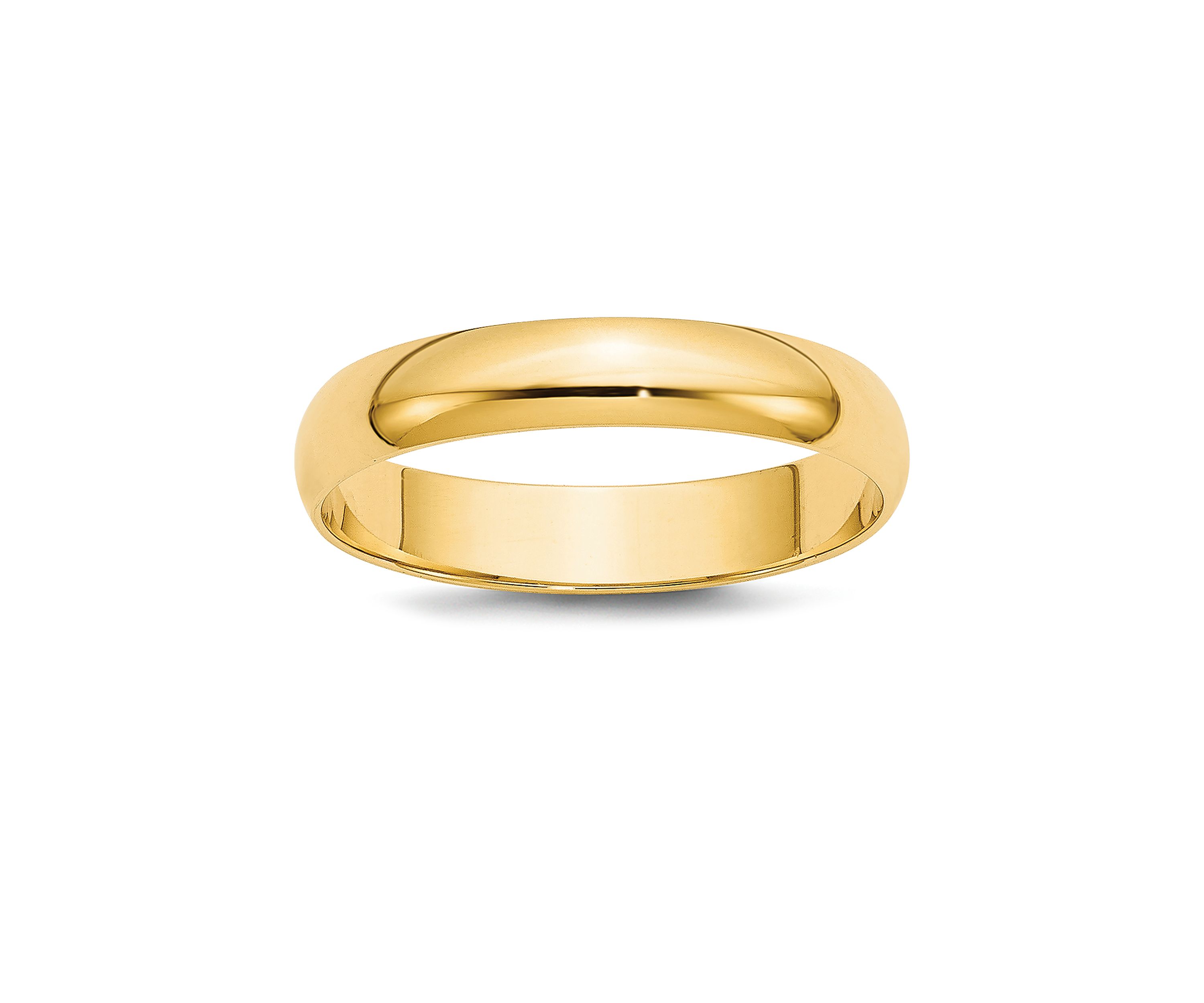 Mens 14K Yellow Gold 4 Millimeter Lightweight Half Round Band 