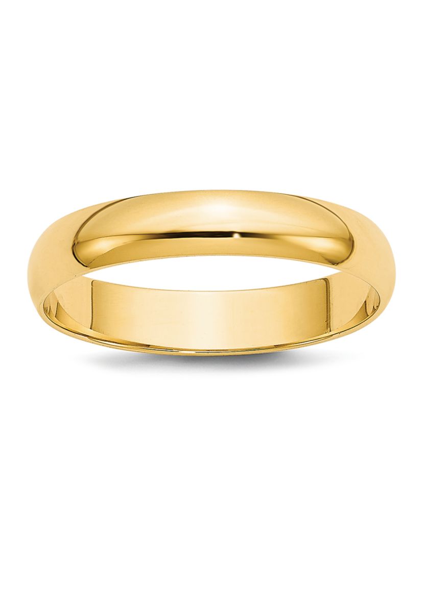 Mens 14K Yellow Gold 4 Millimeter Lightweight Half Round Band 