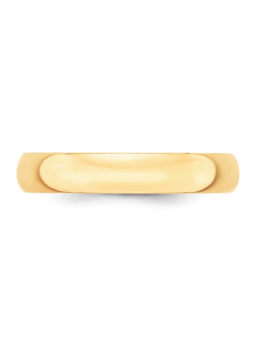Mens 14K Yellow Gold 4 Millimeter Lightweight Half Round Band 