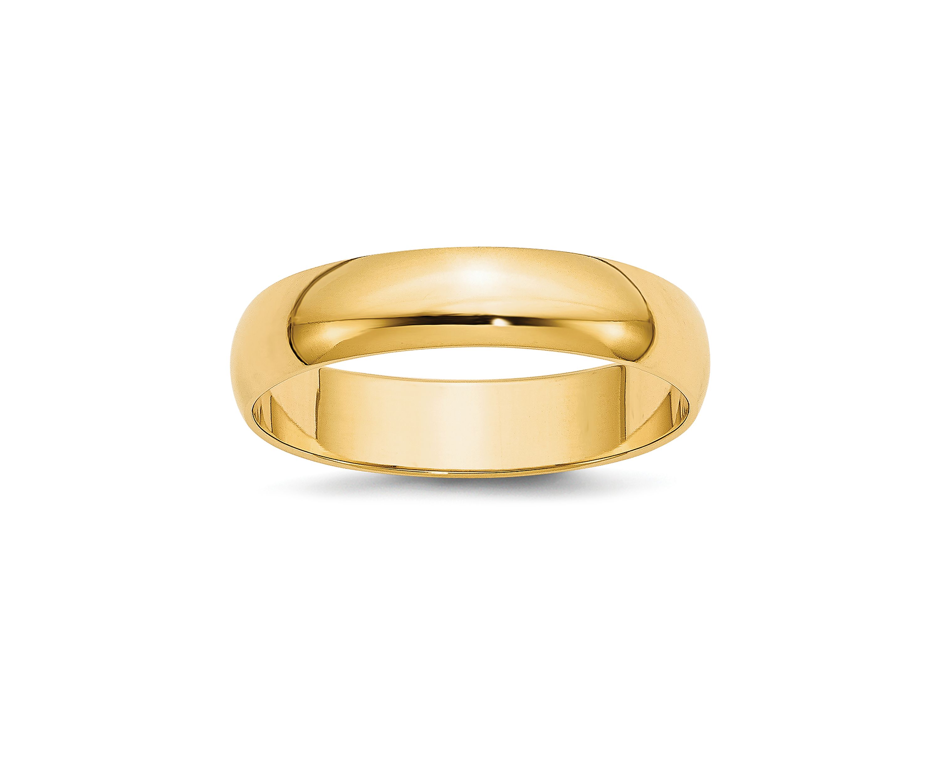 Mens 14K Yellow Gold 5 Millimeter Lightweight Half Round Band 