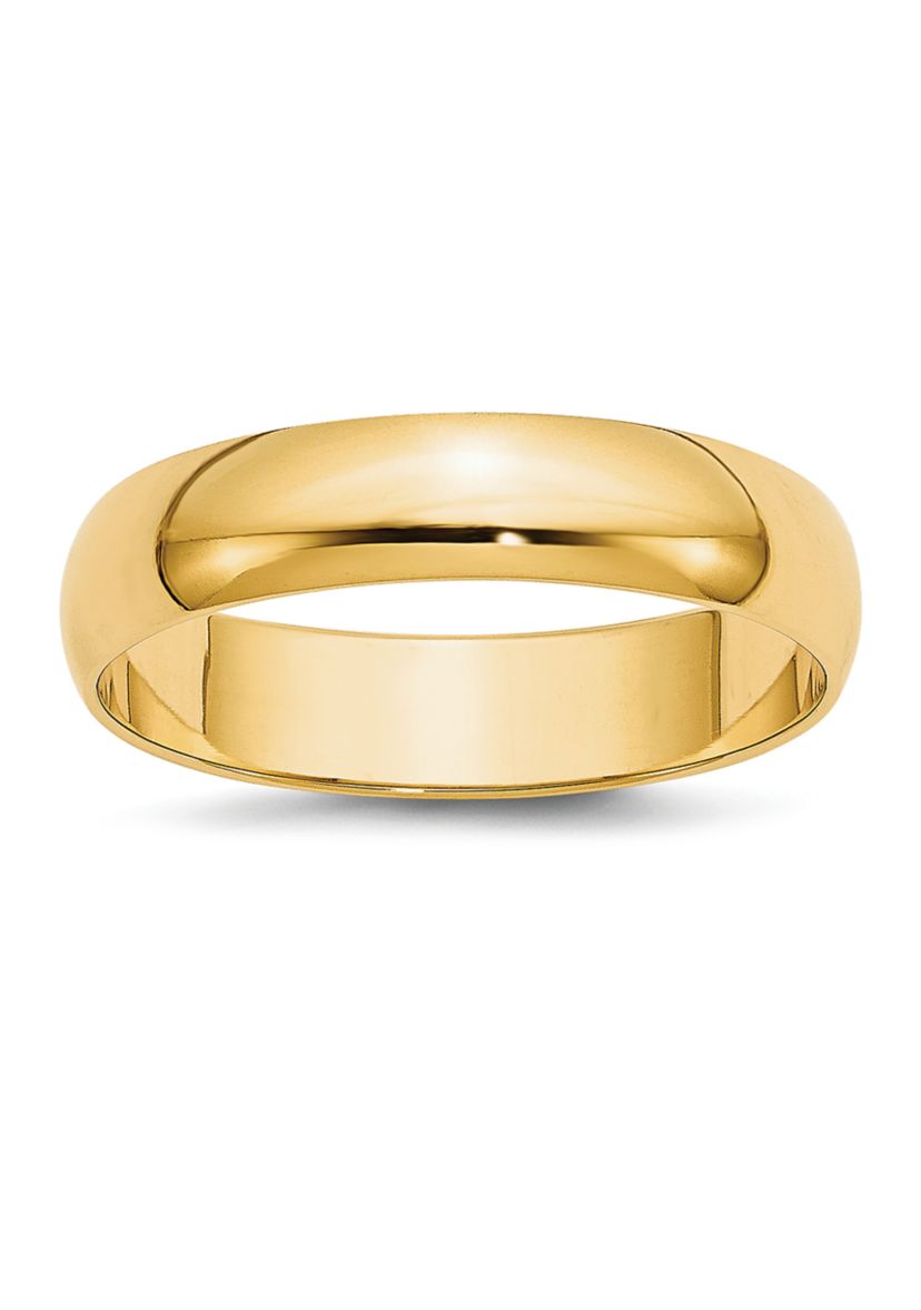 Mens 14K Yellow Gold 5 Millimeter Lightweight Half Round Band 
