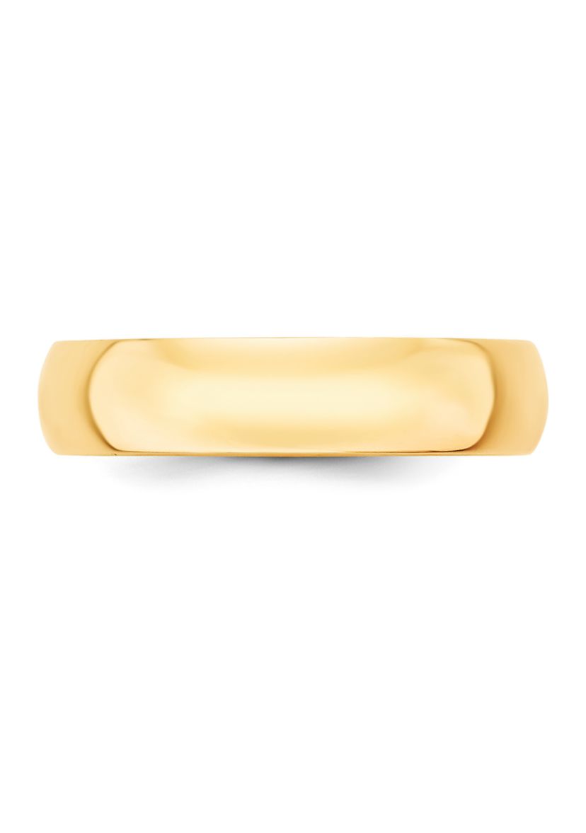 Mens 14K Yellow Gold 5 Millimeter Lightweight Half Round Band 