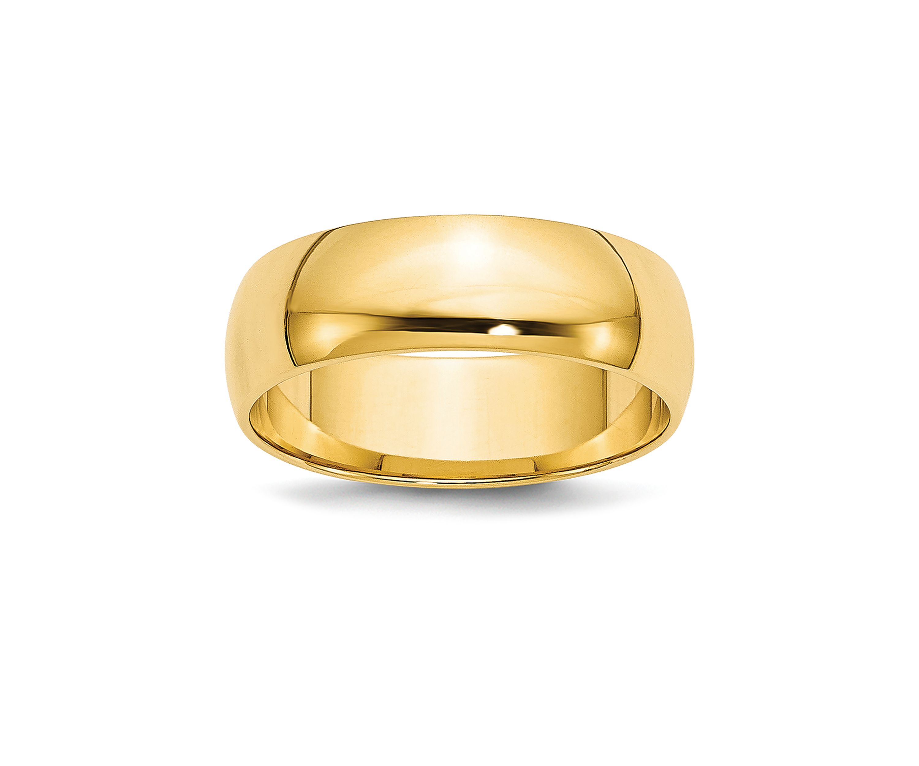 Mens 14K Yellow Gold 6 Millimeter Lightweight Half Round Band 