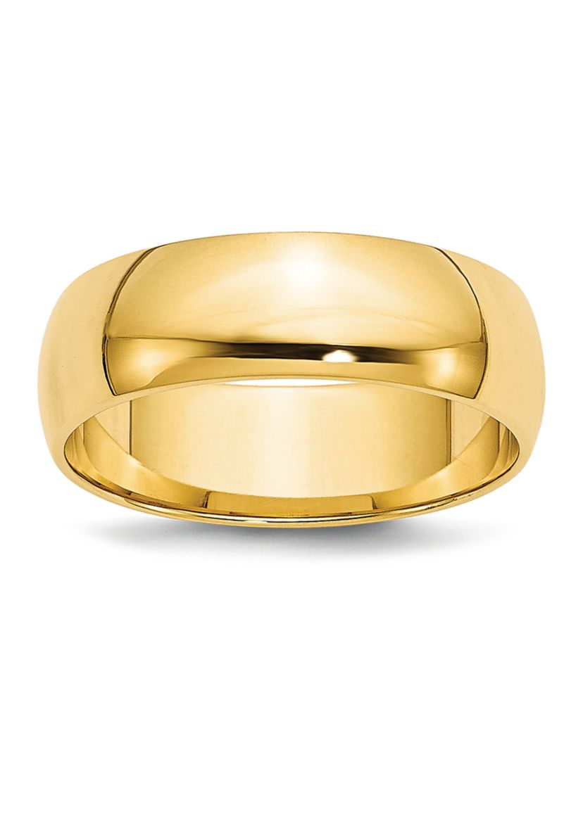 Mens 14K Yellow Gold 6 Millimeter Lightweight Half Round Band 
