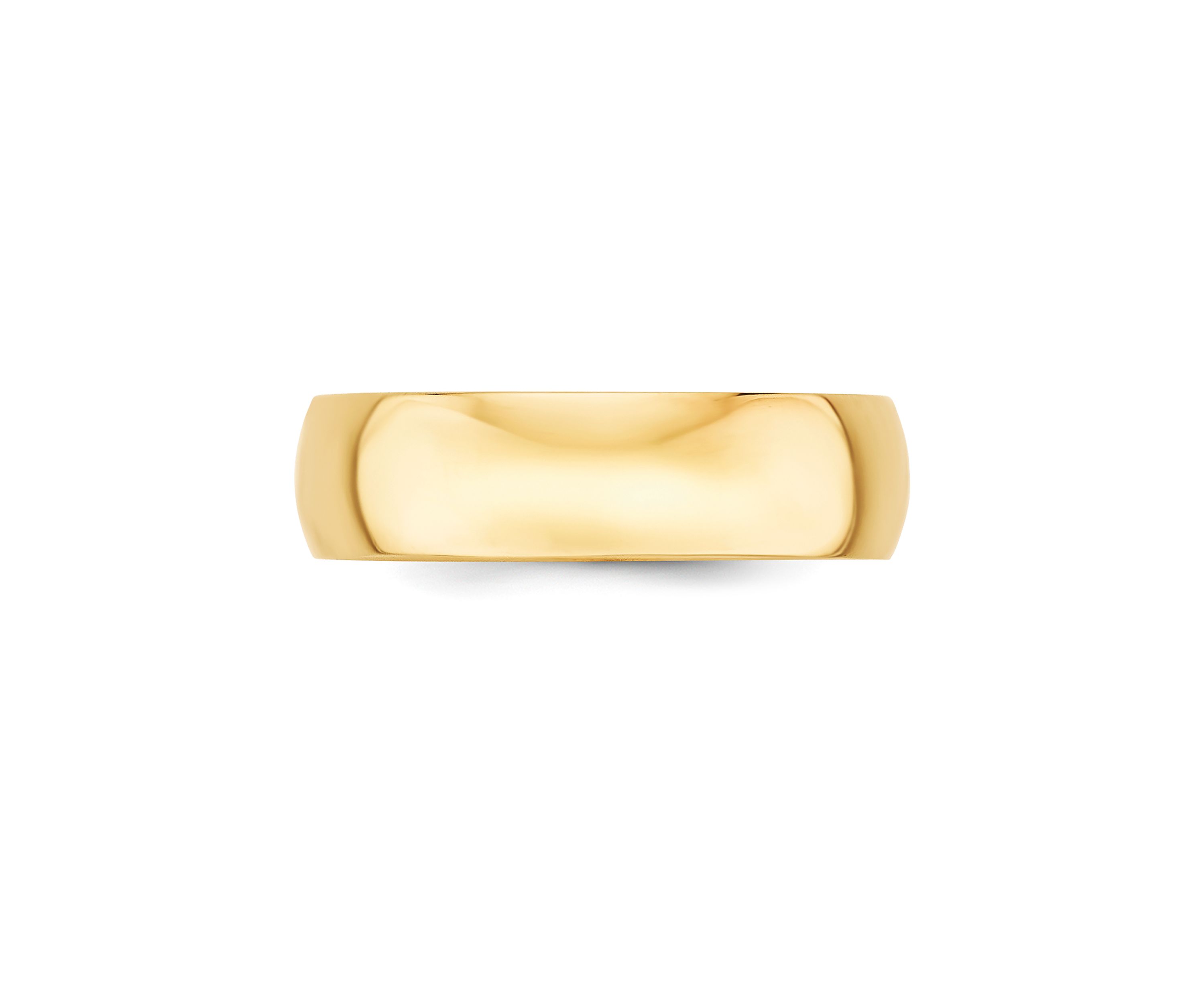 Mens 14K Yellow Gold 6 Millimeter Lightweight Half Round Band 