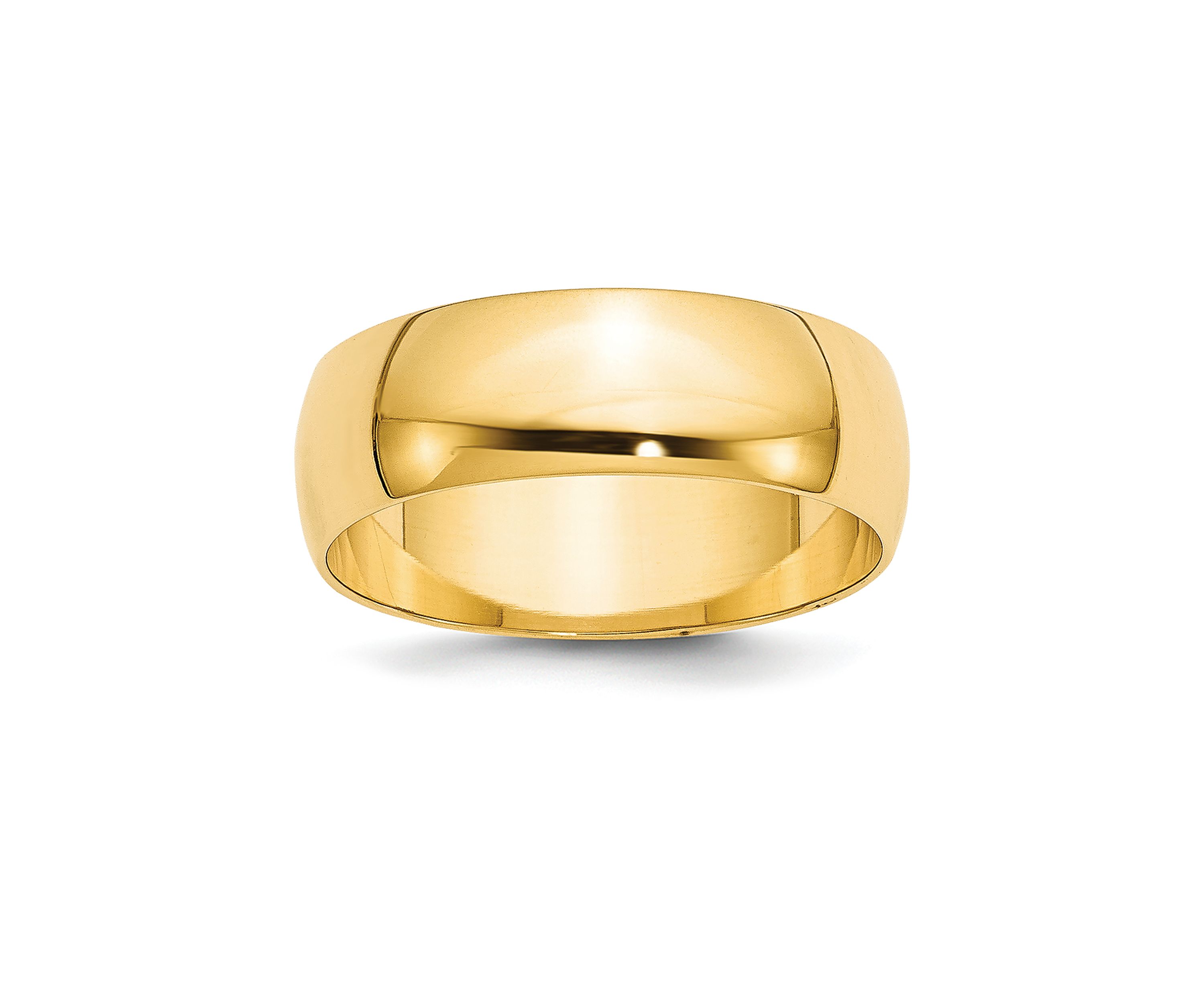 Mens 14K Yellow Gold 7 Millimeter Lightweight Half Round Band