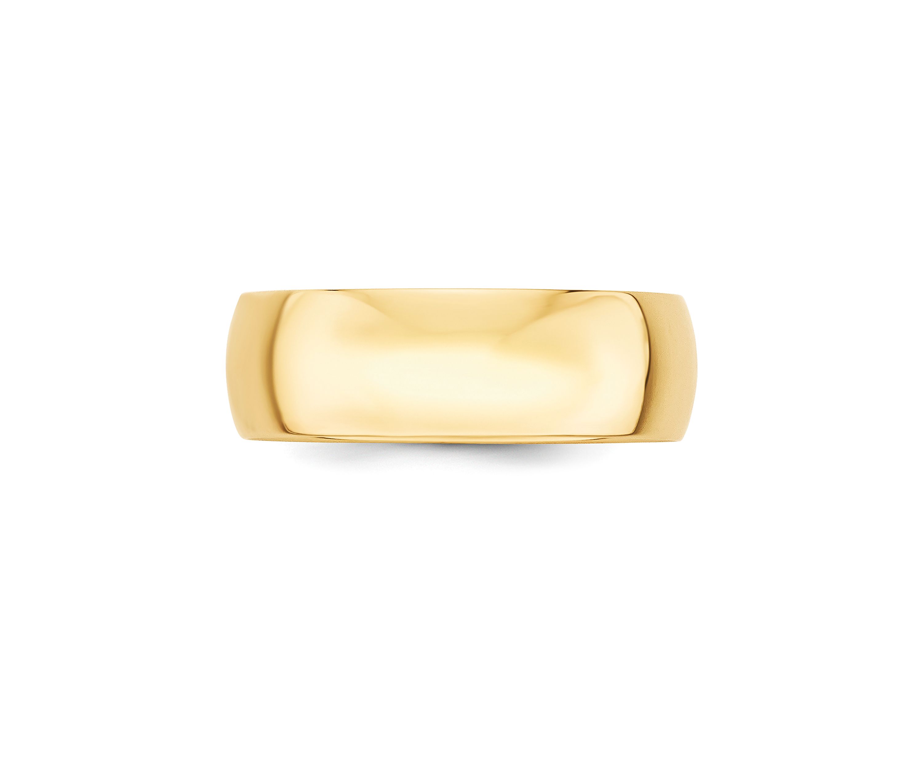 Mens 14K Yellow Gold 7 Millimeter Lightweight Half Round Band