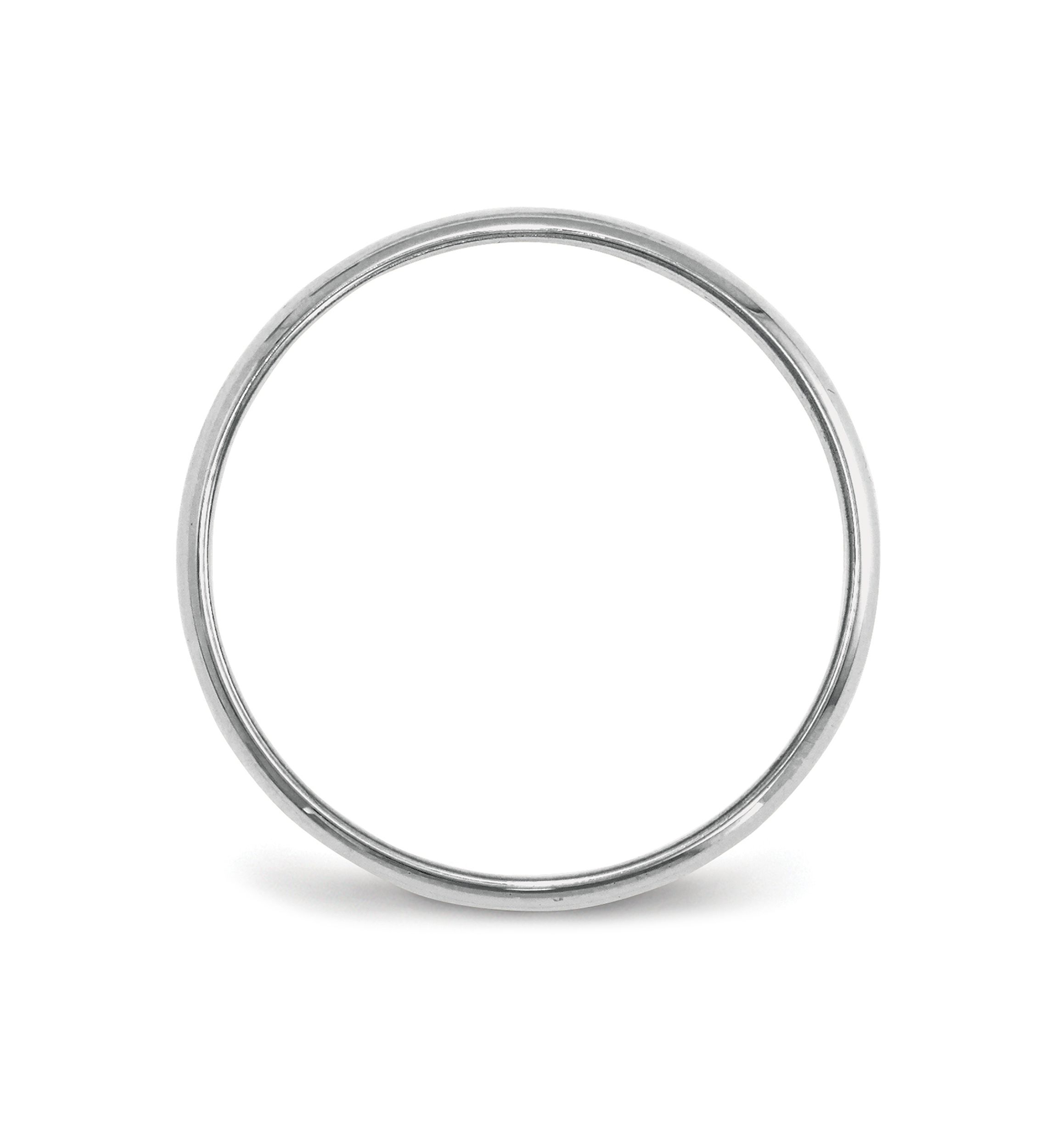 Mens 14K White Gold 2 Millimeter Lightweight Half Round Band 