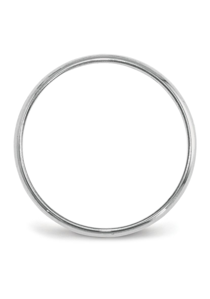 Mens 14K White Gold 2 Millimeter Lightweight Half Round Band 