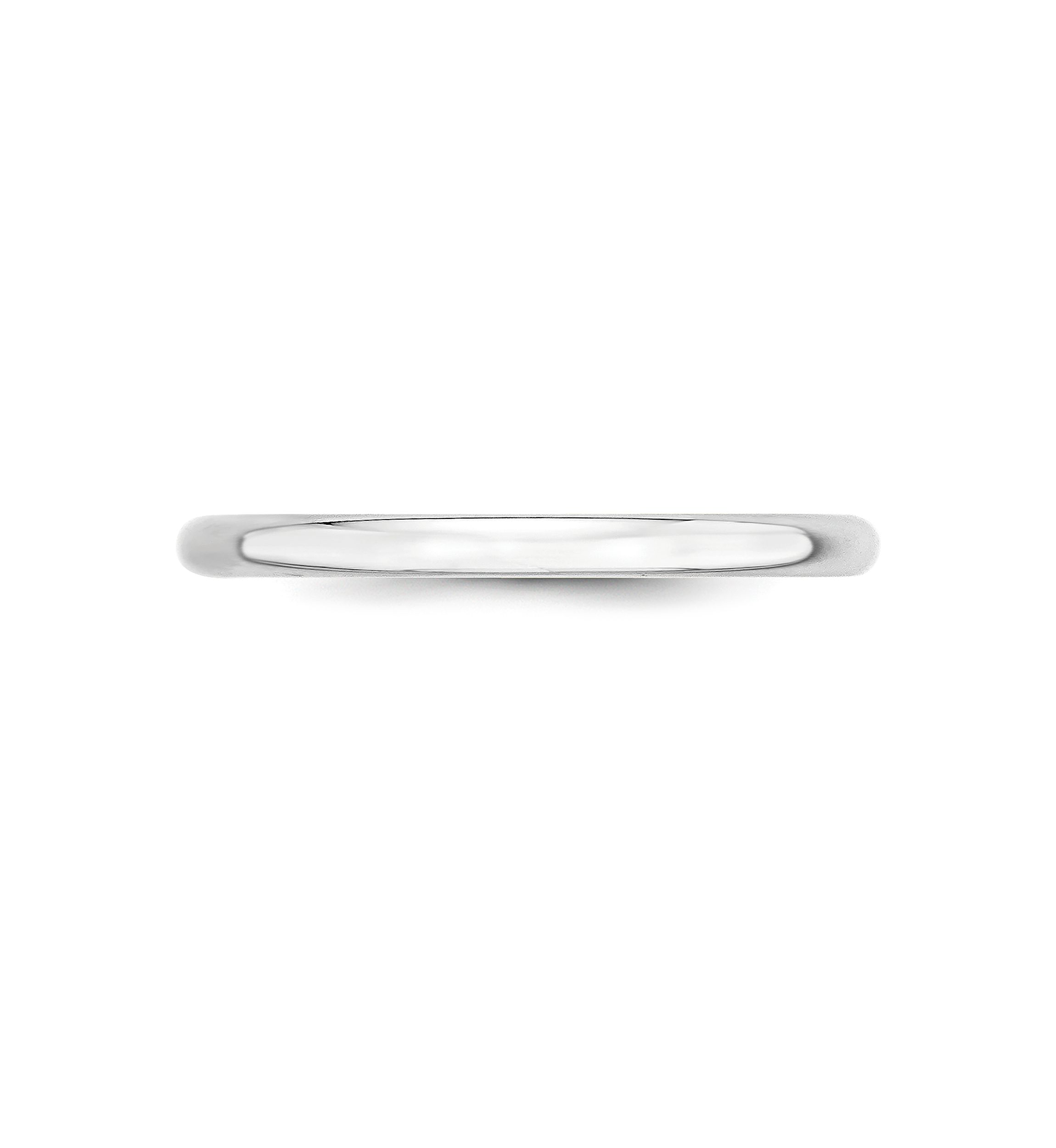 Mens 14K White Gold 2 Millimeter Lightweight Half Round Band 