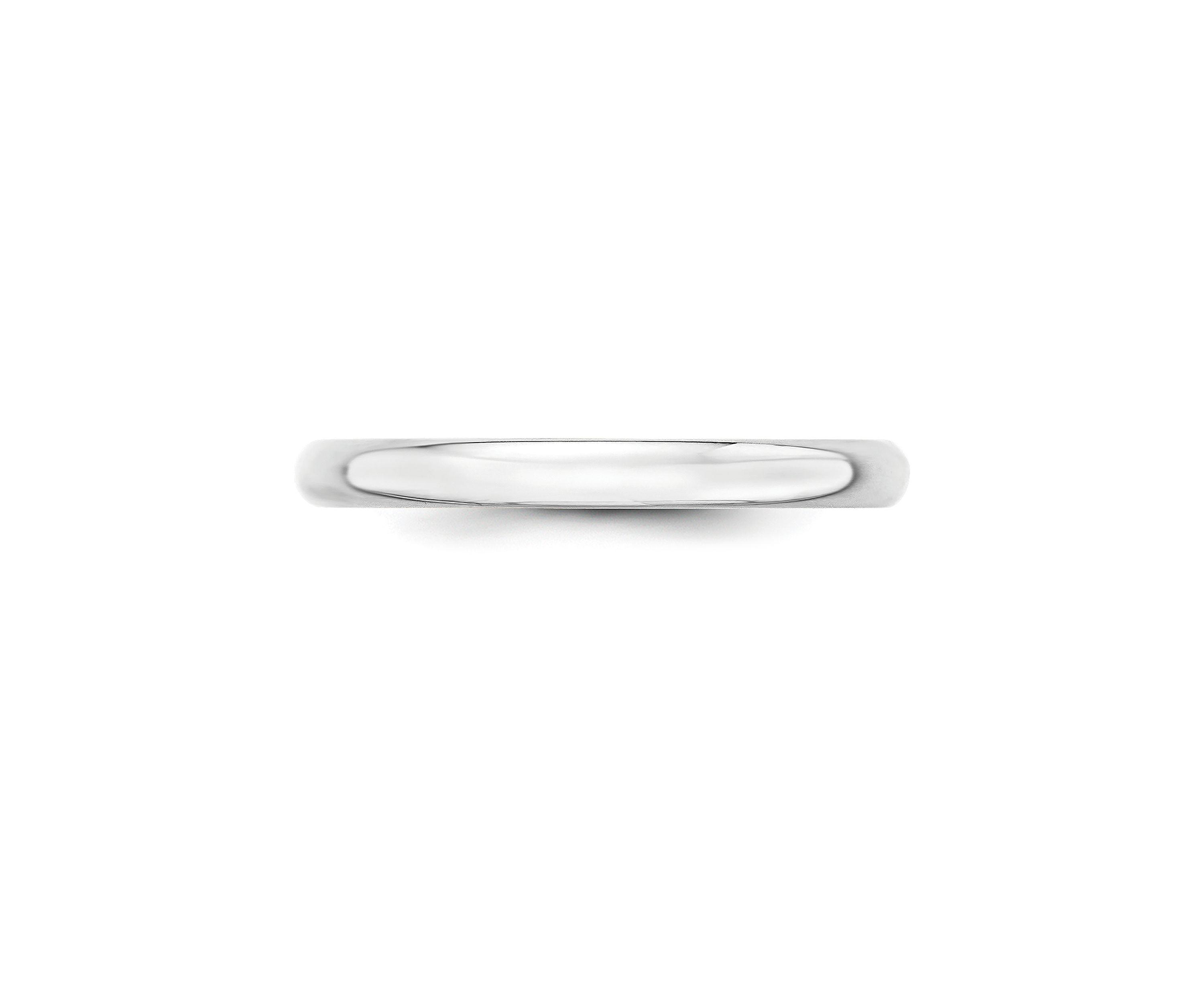 Mens 14K White Gold 2.5 Millimeter Lightweight Half Round Band