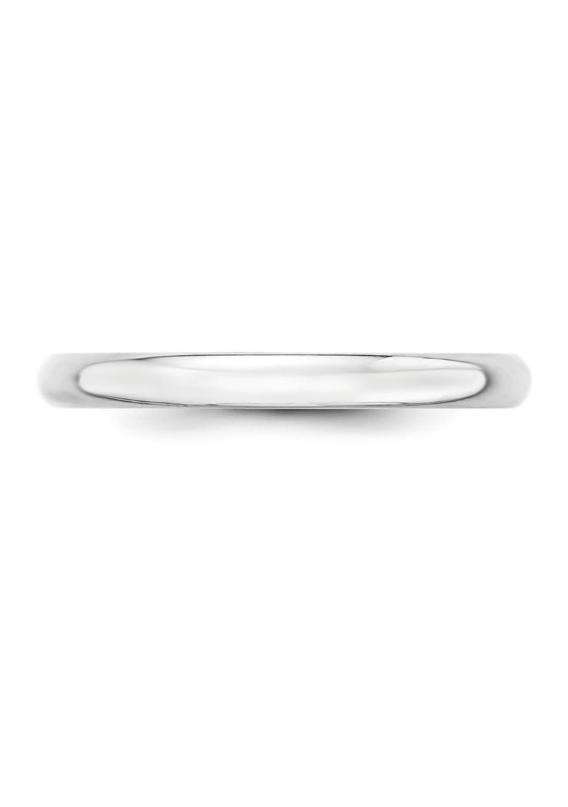 Mens 14K White Gold 2.5 Millimeter Lightweight Half Round Band