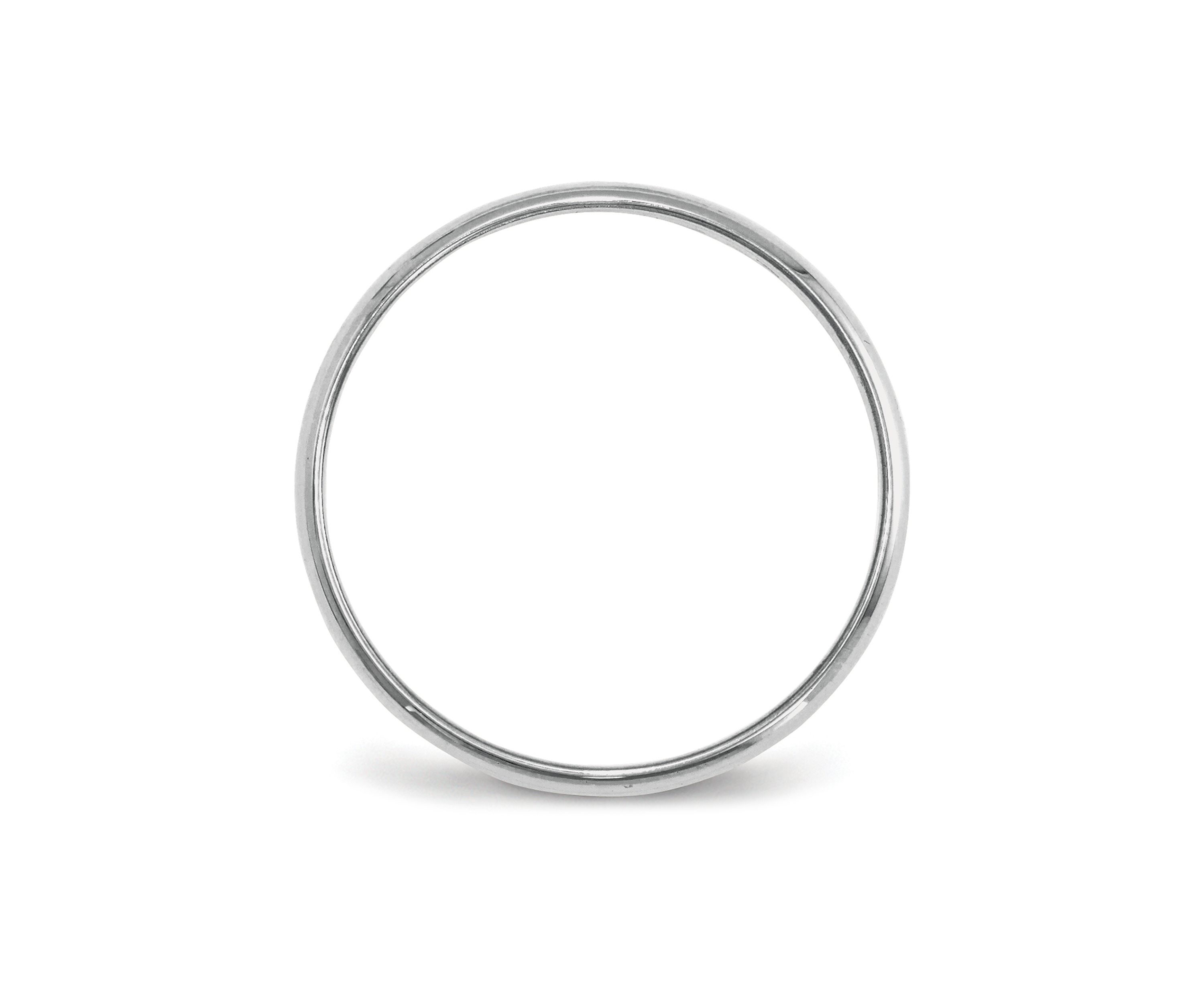 Mens 14K White Gold 3 Millimeter Lightweight Half Round Band 