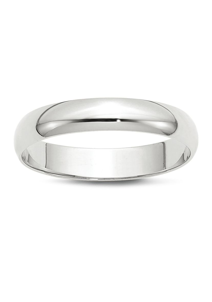 Mens 14K White Gold 4 Millimeter Lightweight Half Round Band 