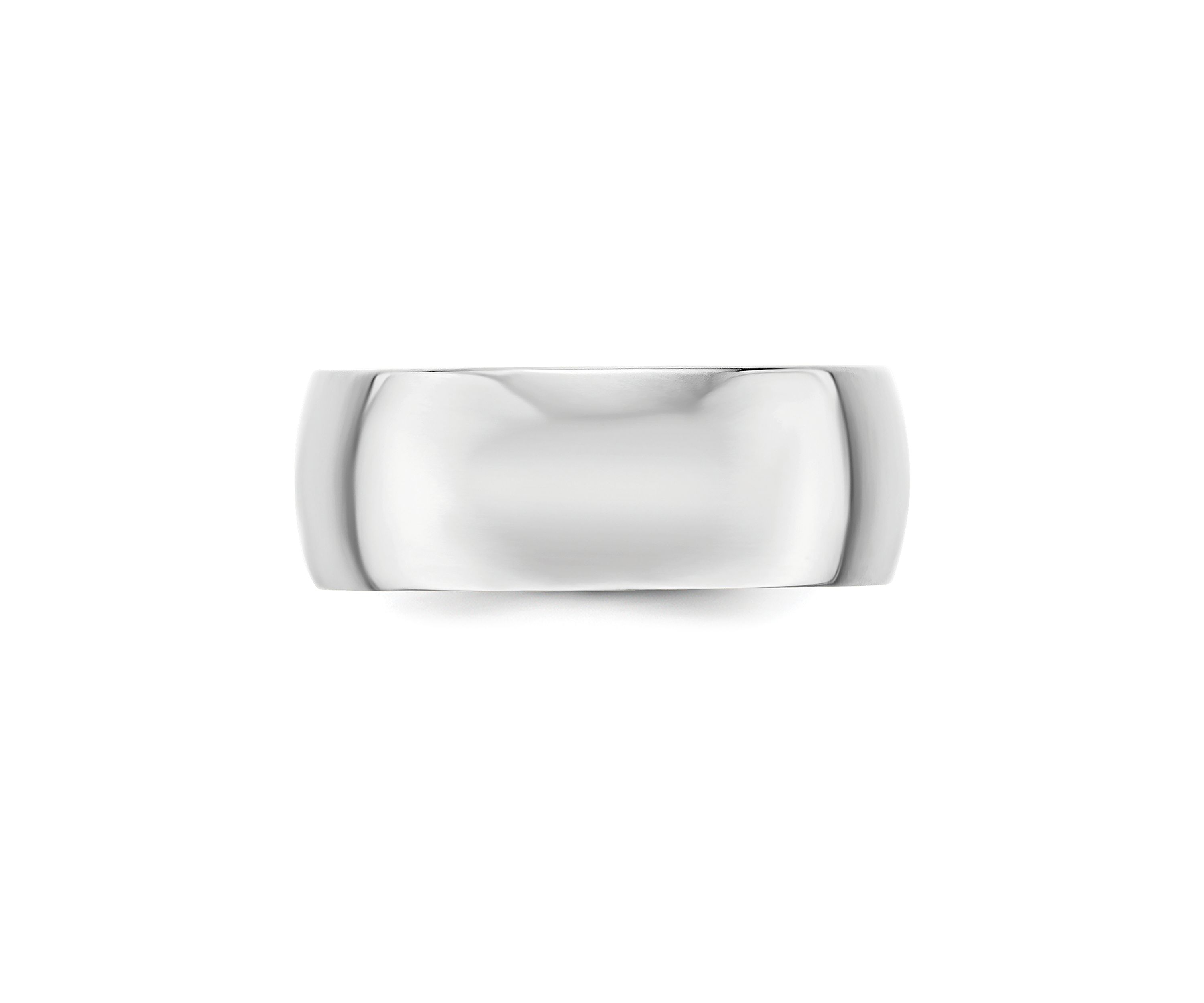 Mens 14K White Gold 8 Millimeter Lightweight Half Round Band 
