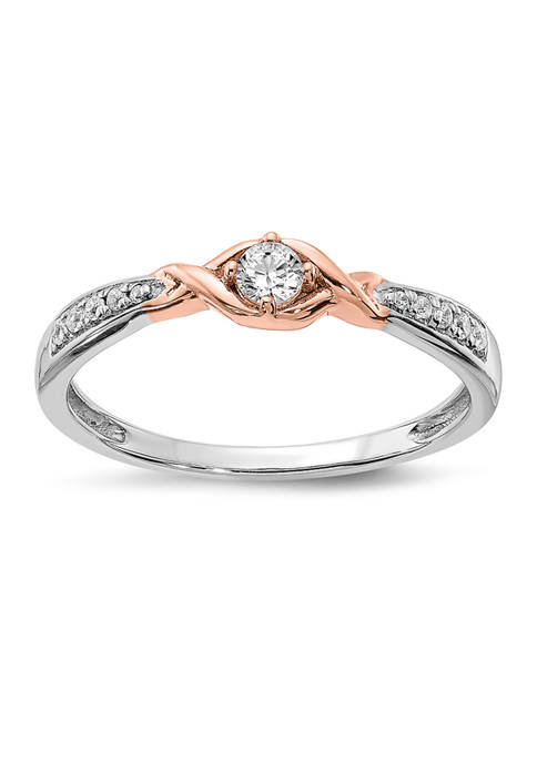 1/6 ct. t.w. Diamond Band Ring in 14K White and Rose Gold