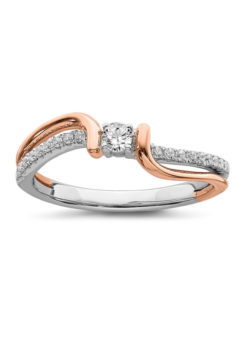 1/5 ct. t.w. Diamond Band Ring in 14K White and Rose Gold