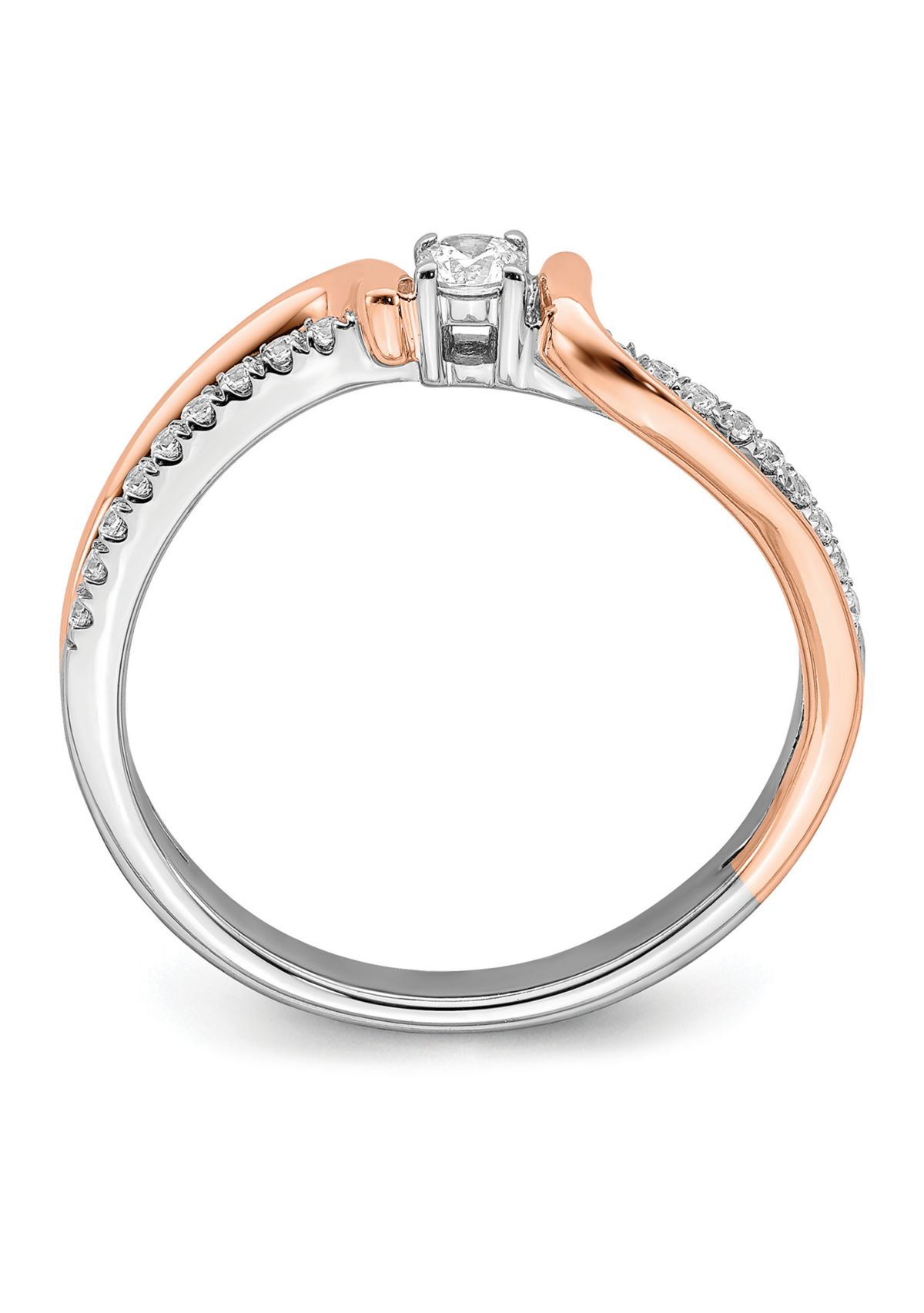 1/5 ct. t.w. Diamond Band Ring in 14K White and Rose Gold