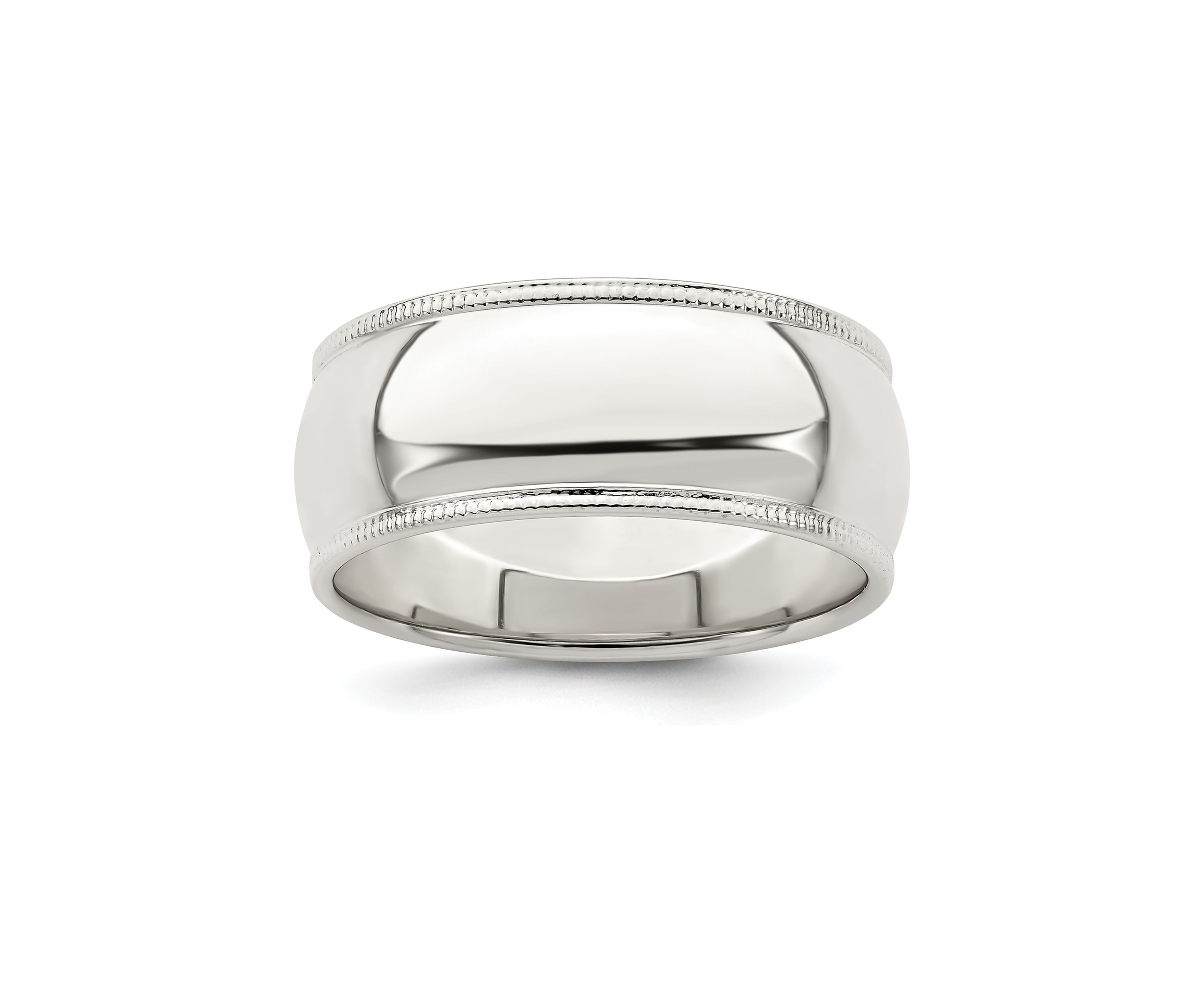 Sterling Silver 8 Millimeter Half Round Milgrain Band
