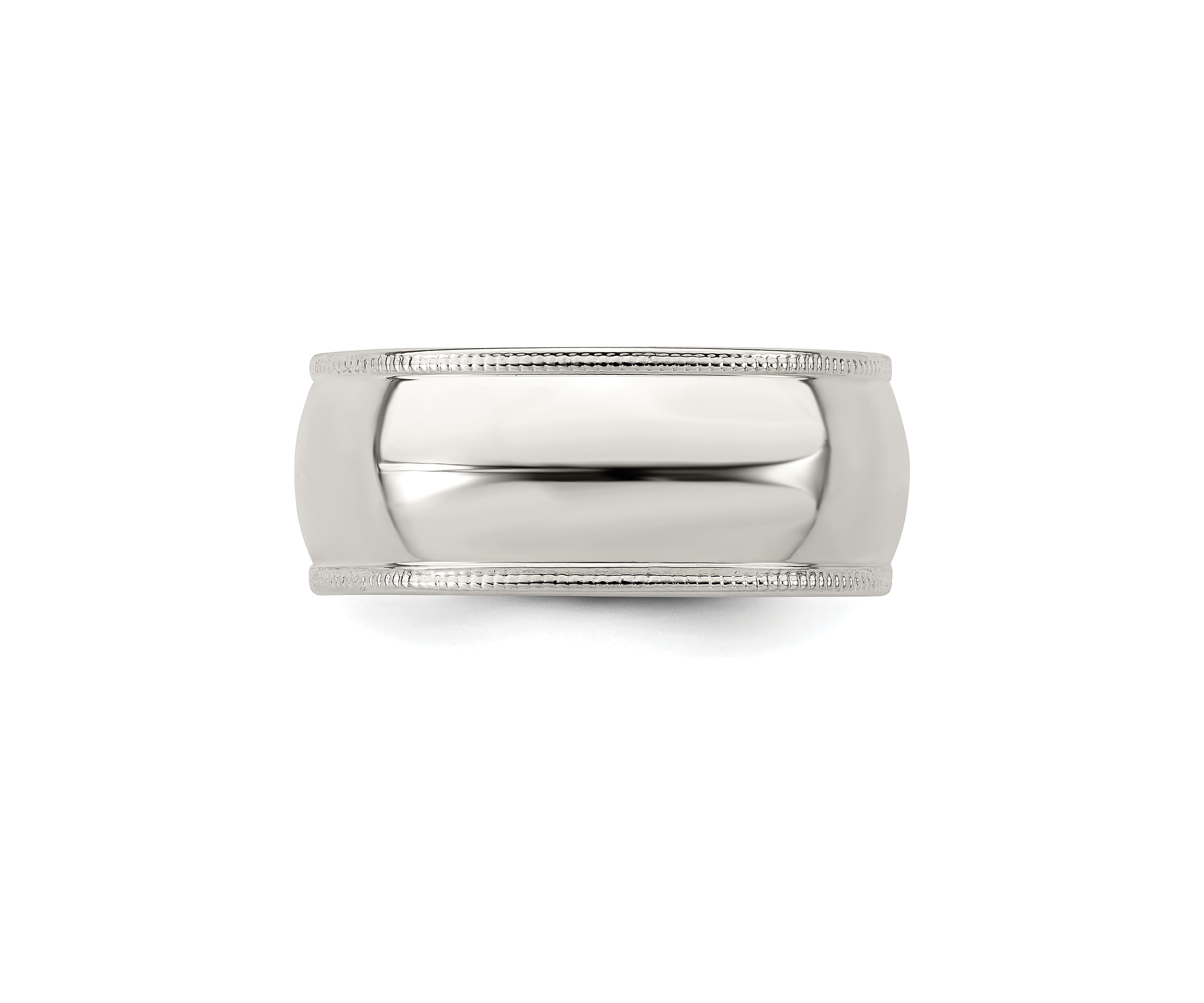 Sterling Silver 8 Millimeter Half Round Milgrain Band