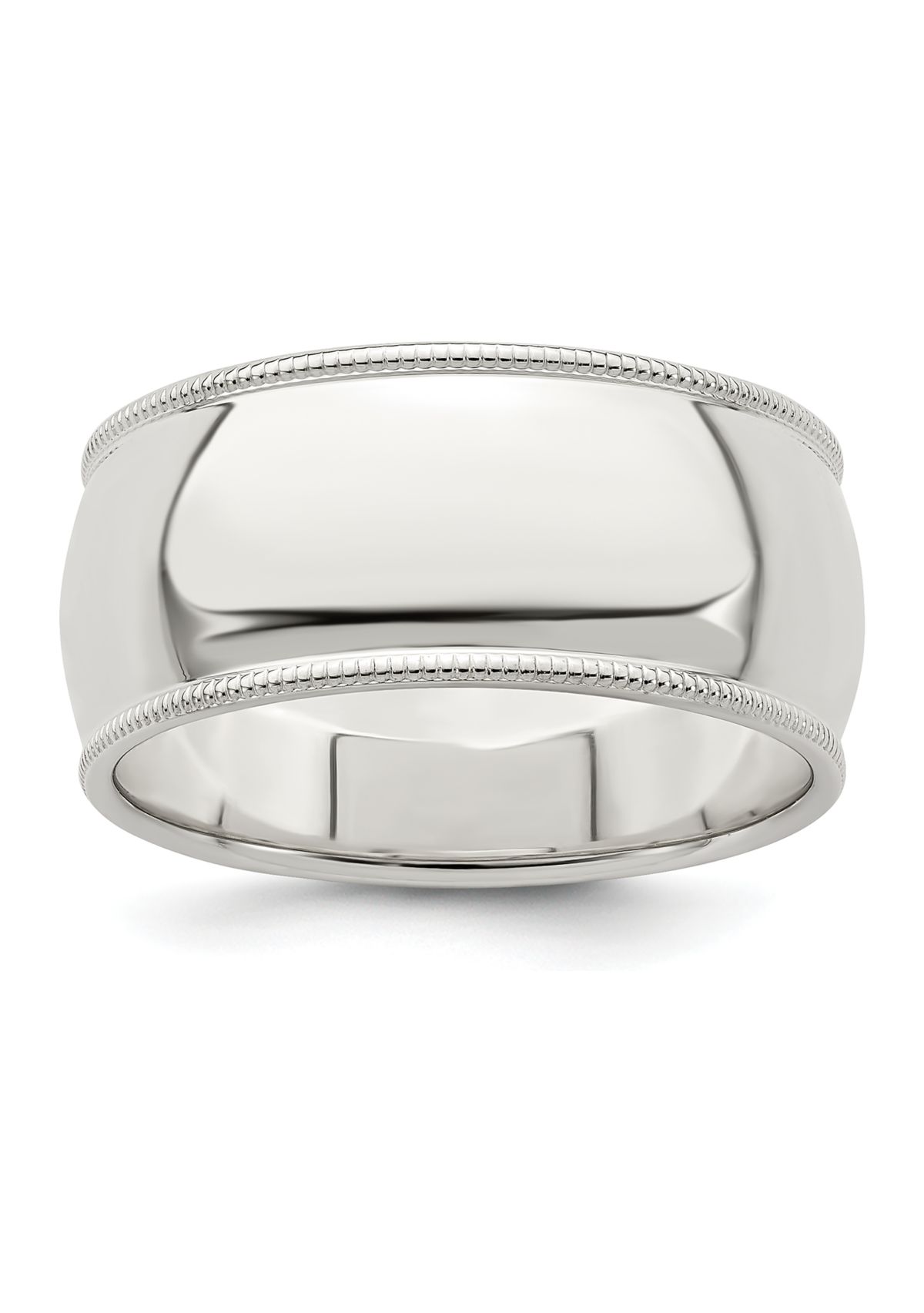 Sterling Silver 9 Millimeter Half Round Milgrain Band