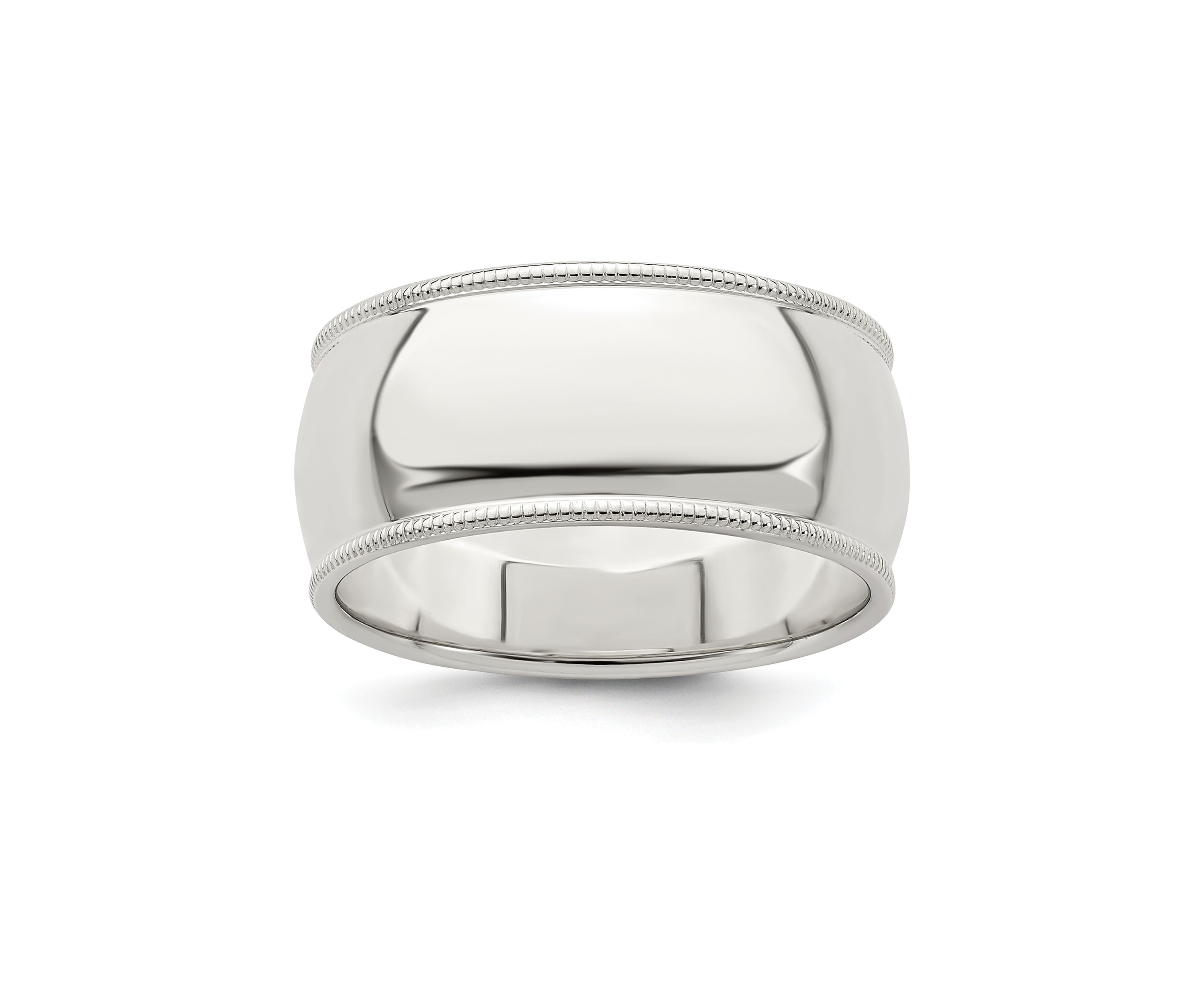 Sterling Silver 9 Millimeter Half Round Milgrain Band