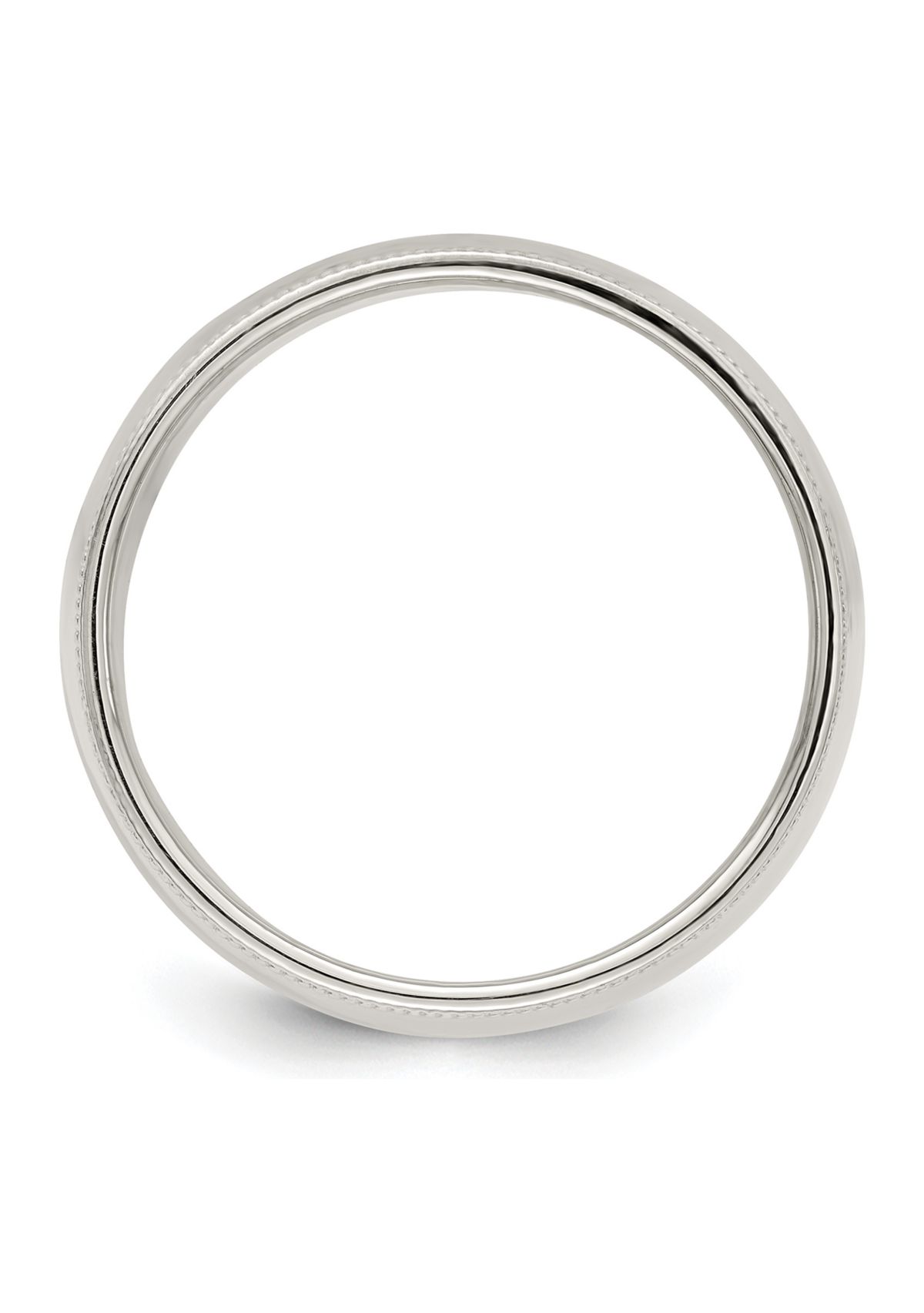 Sterling Silver 9 Millimeter Half Round Milgrain Band
