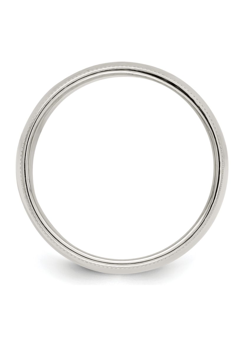 Sterling Silver 9 Millimeter Half Round Milgrain Band