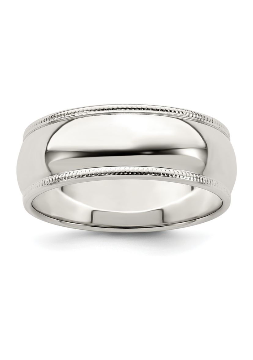 Sterling Silver Half Round Milgrain Band