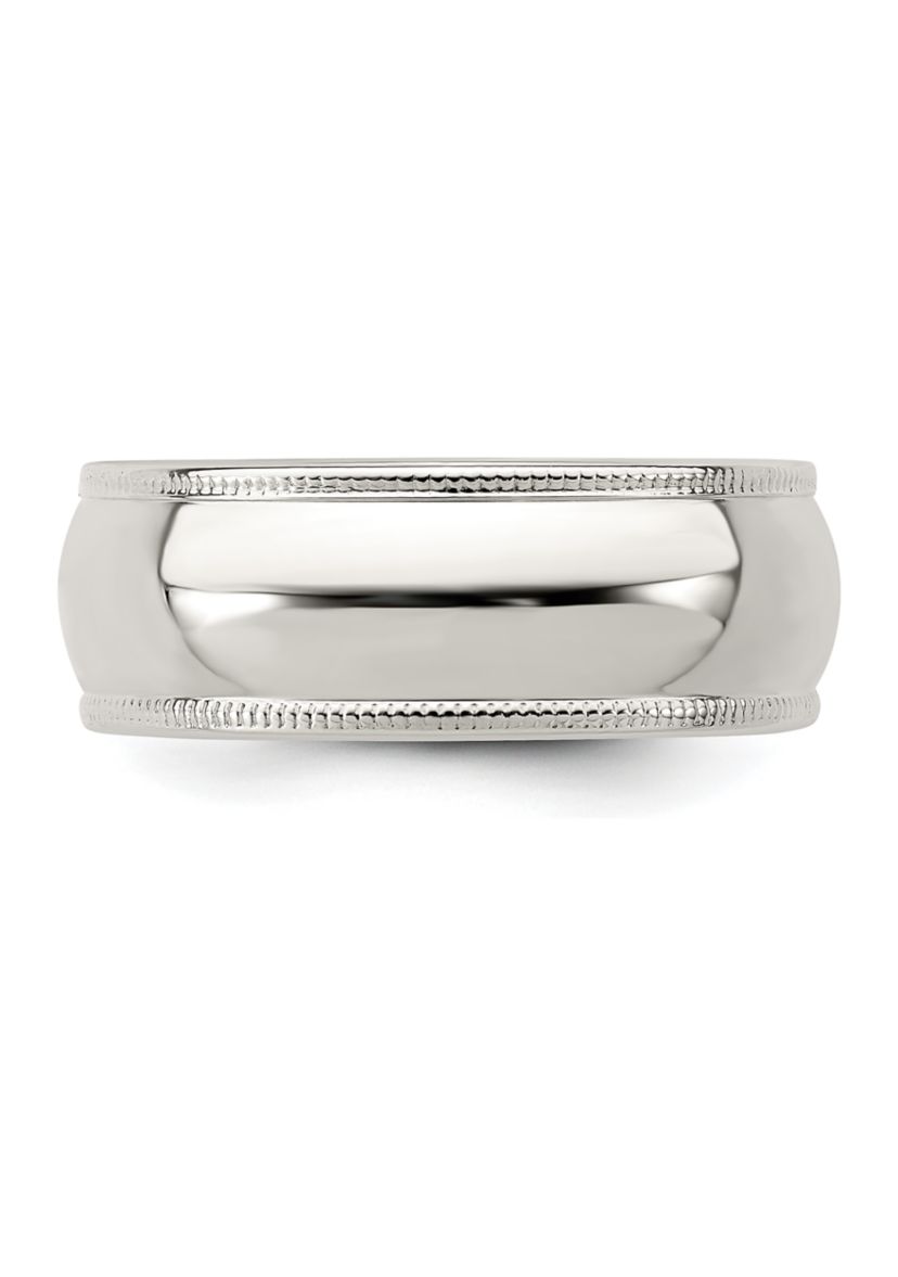 Sterling Silver Half Round Milgrain Band