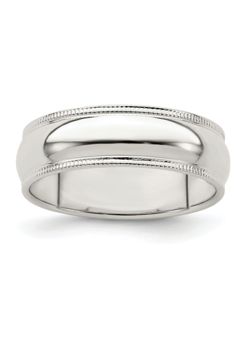 Sterling Silver Half Round Milgrain Band
