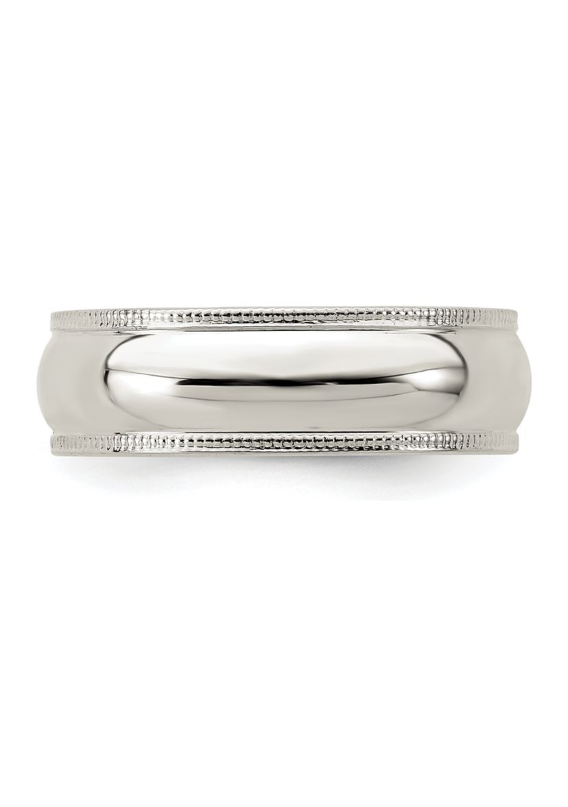 Sterling Silver Half Round Milgrain Band